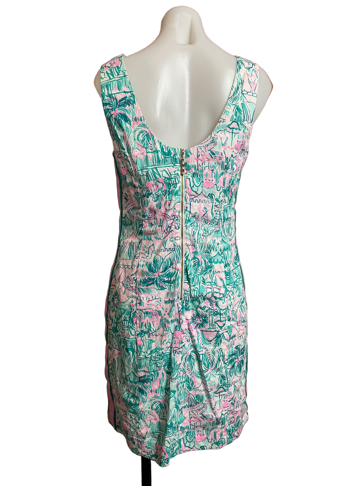 Lilly Pulitzer Mini Mila Shift Dress Bright Agate Green Colorful CamelFlage - Size 6