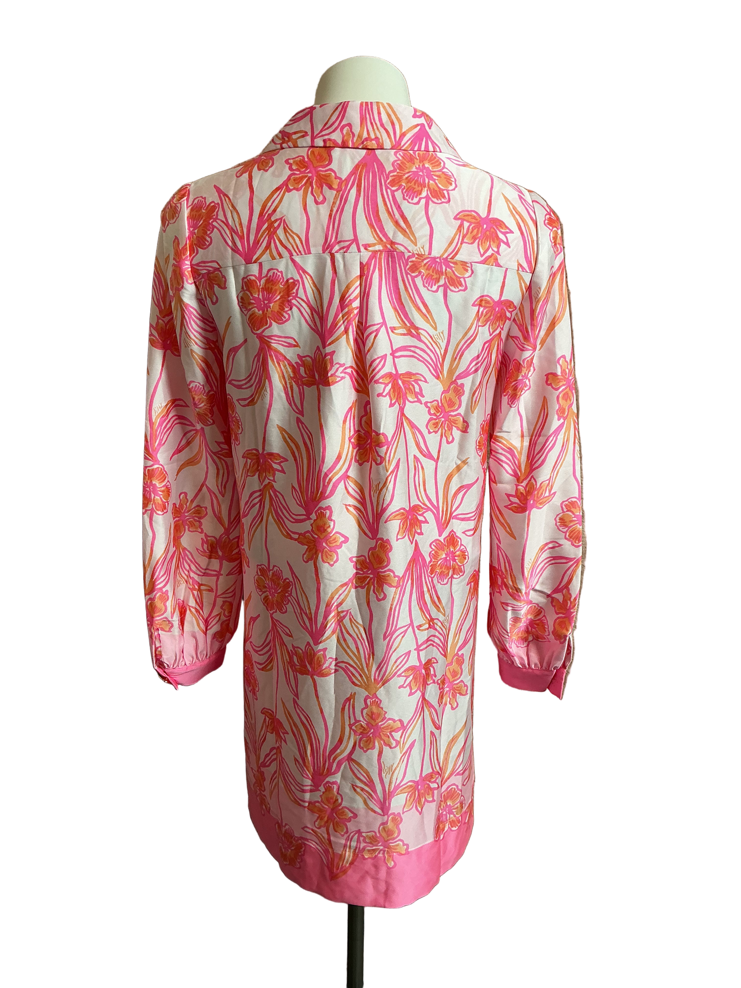 Lilly Pulitzer NWT Iralanne Long Sleeve Popover Shirtdress Resort White Lovely Long Stems Engineered Woven Dress - Size 00