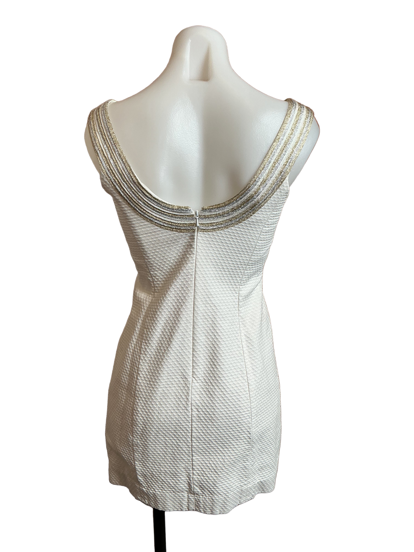 Lilly Pulitzer Valli shift dress in Resort White with metallic multi-soutache trim shift dress- Size 00