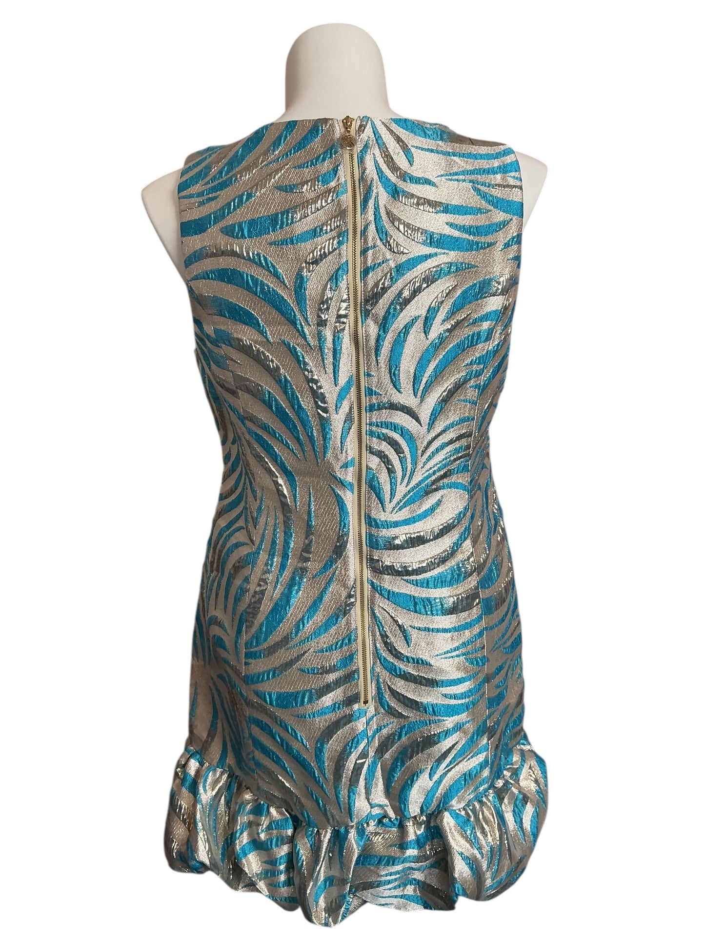 Lilly Pulitzer Faylinn Shift Dress Breezy Aqua Midnight Sparks Brocade - Size 16