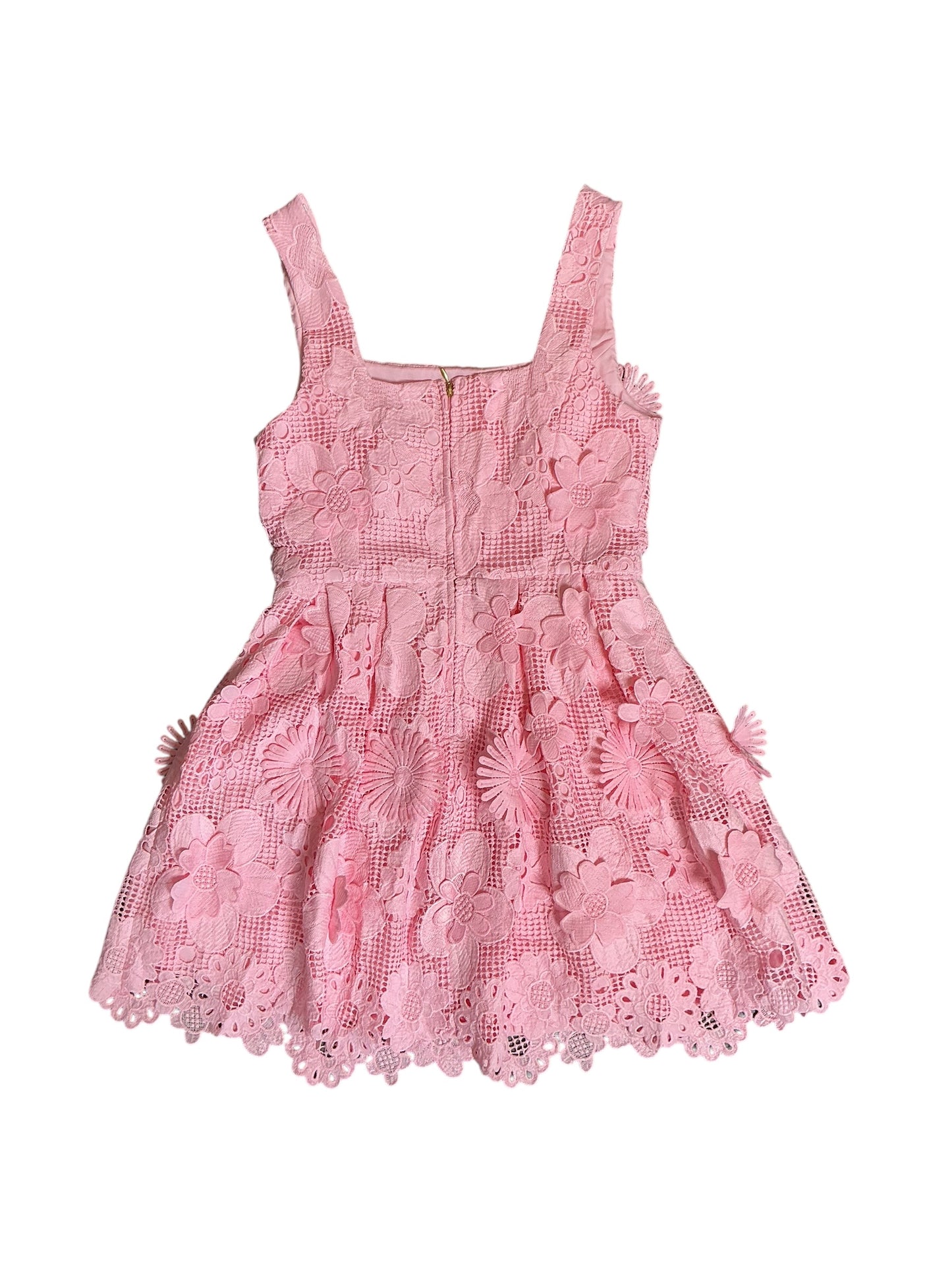 Lilly Pulitzer NWT Cindy Skirted Romper Pink Muse Passion Flower 3D Lace - Size 4