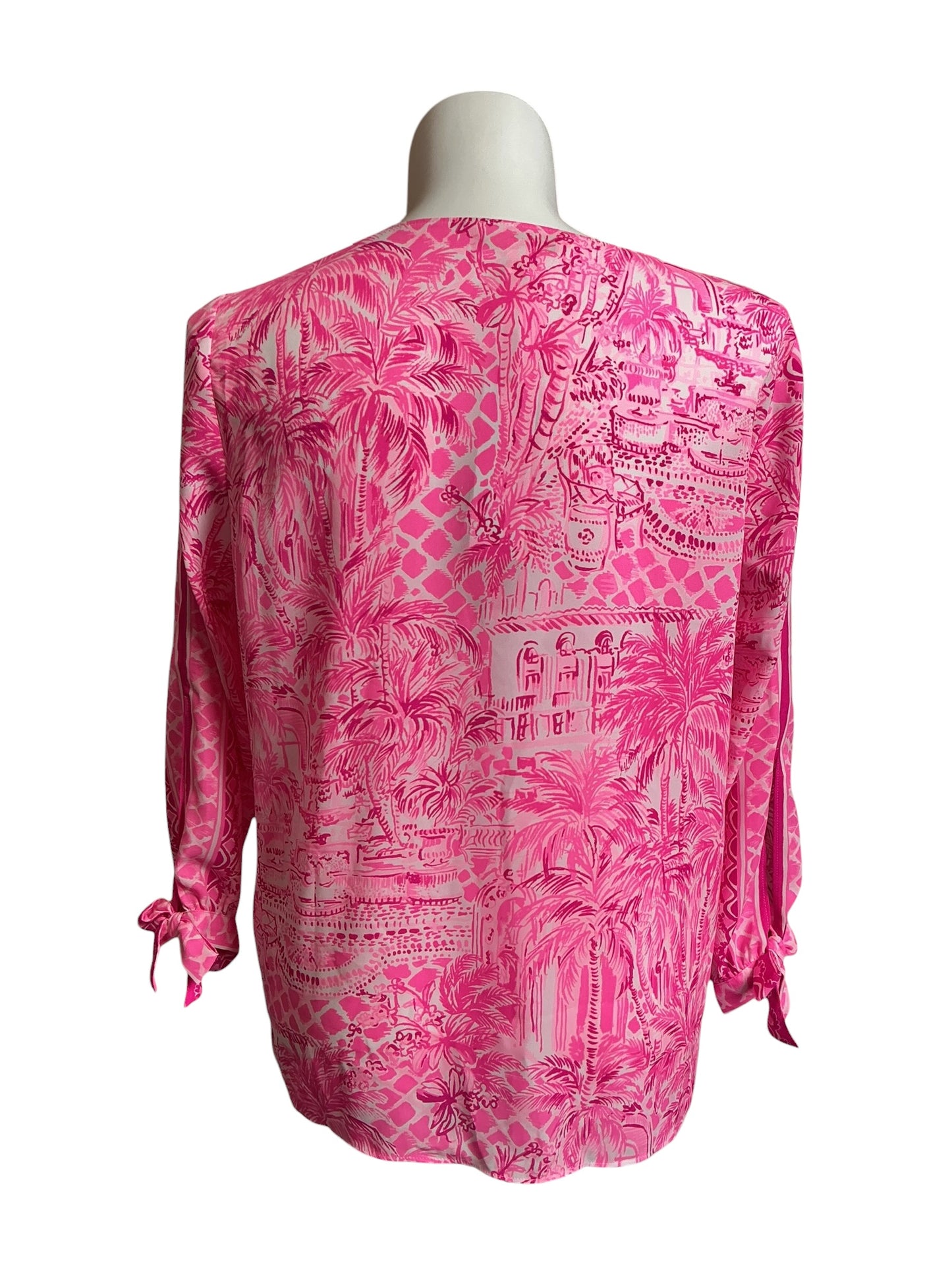 Lilly Pulitzer NWT Pamala Top Pink Blossom Palm Beach Paradise Engineered Top - Size XL
