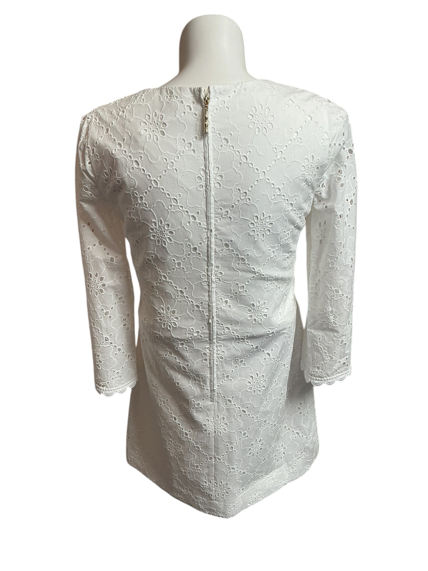 Lilly Pulitzer NWT Richie 3/4 Sleeve Shift Dress Resort White Beach Haven Eyelet - Size 8