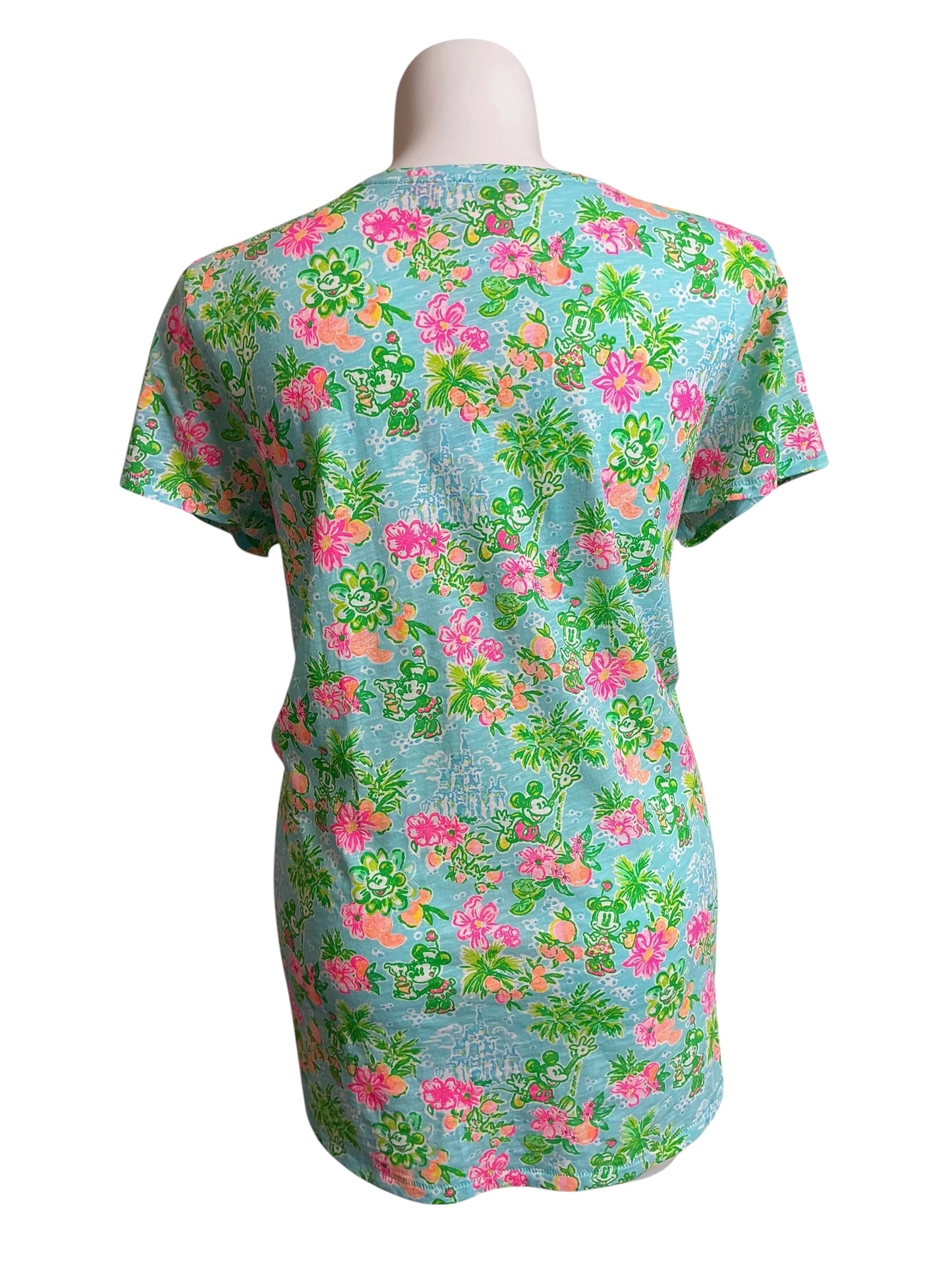Lilly Pulitzer Etta V-Neck Blue Ibiza Lilly Loves Disney - Size XXL