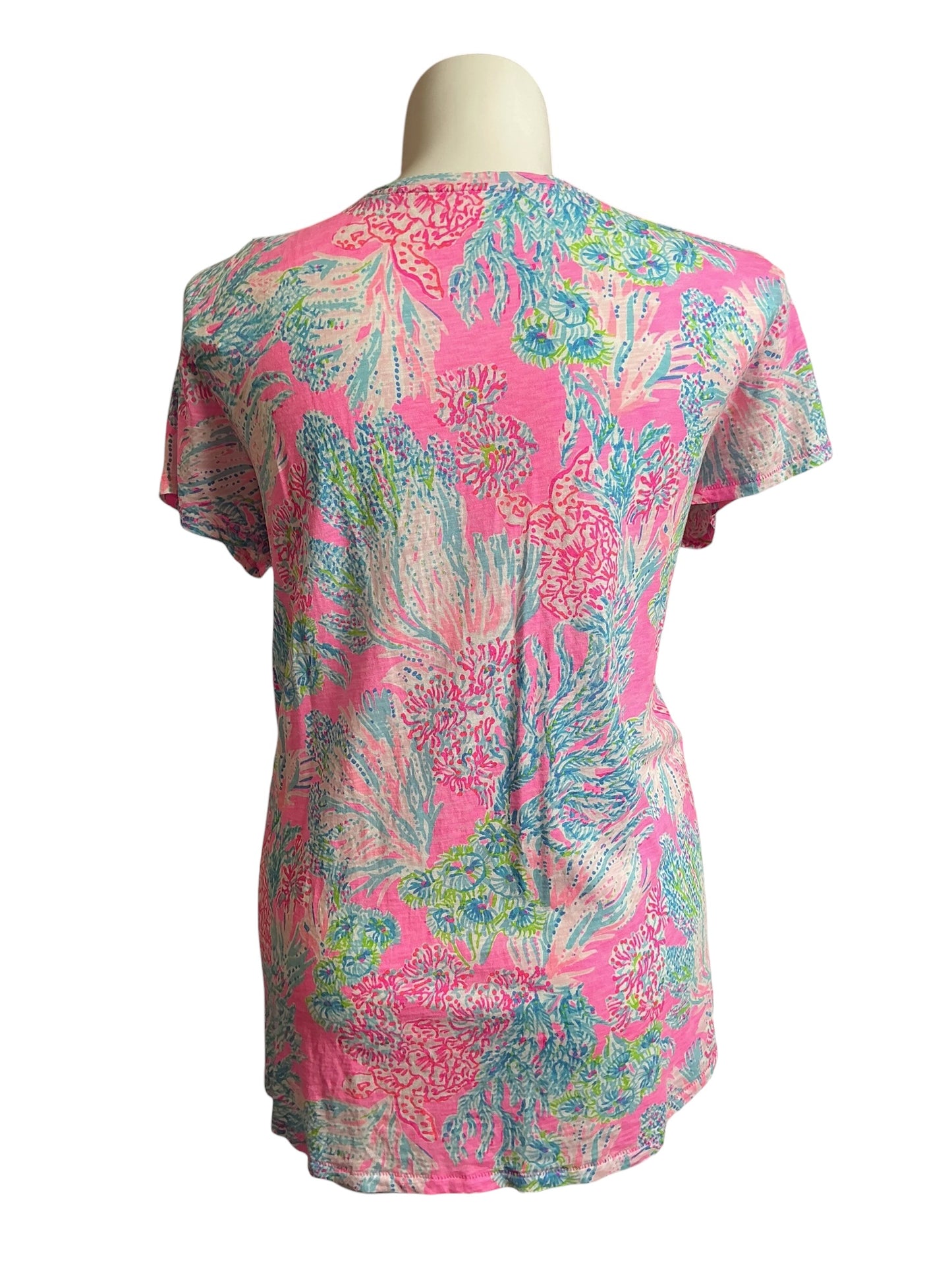 Lilly Pulitzer Etta V-Neck Prosecco Pink Seaing Thinngs - Size XXL