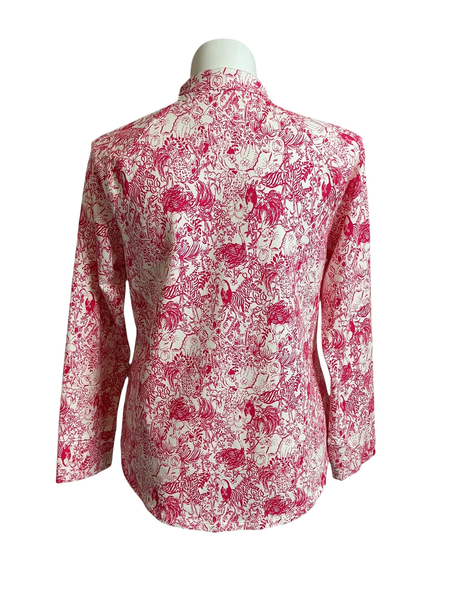 Lilly Pulitzer UPF 50 Skipper Popover Raspberry Rouge Animal Magnetism - Size XL