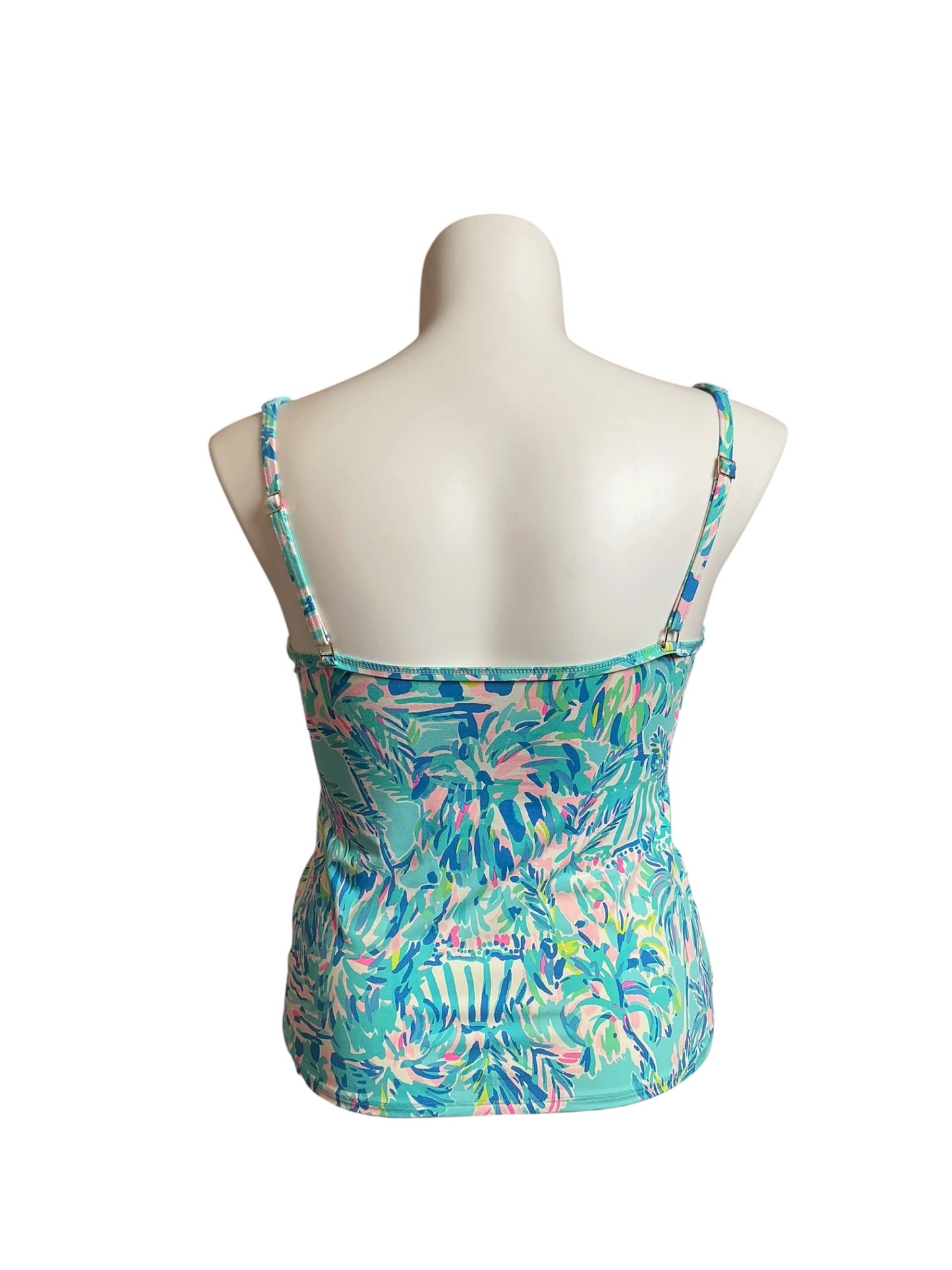 Lilly Pulitzer Brenta Tankini Bathing Suit Top Blue Ibiza Cabana Cocktail - Size 16