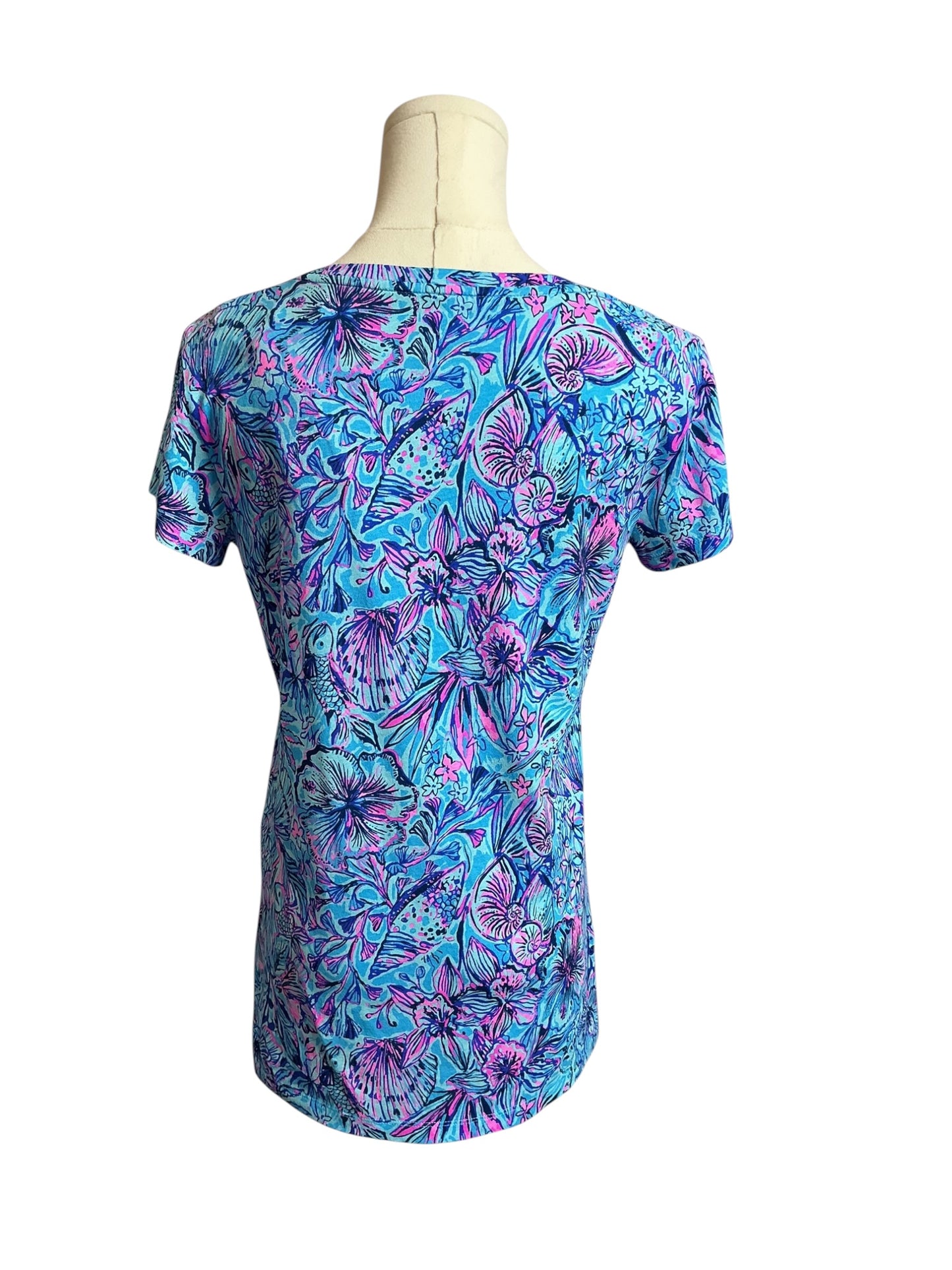 Lilly Pulitzer NWT Meredith Tee Breakwater Blue Shells N Bells - Size XS