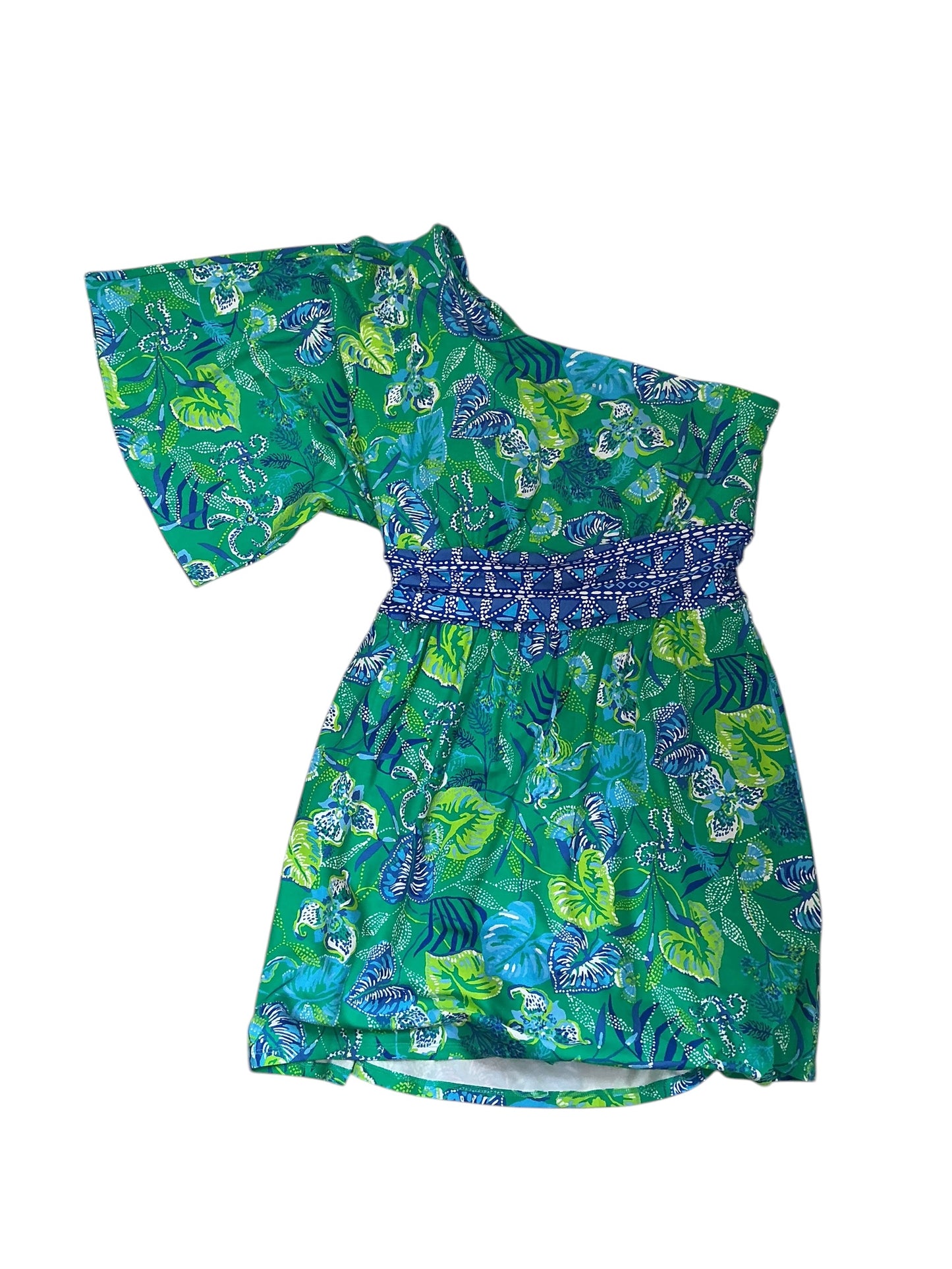 Lilly Pulitzer NWT Niki One Shoulder Romper - Botanical Green In A Flutter Engineered - Size 4