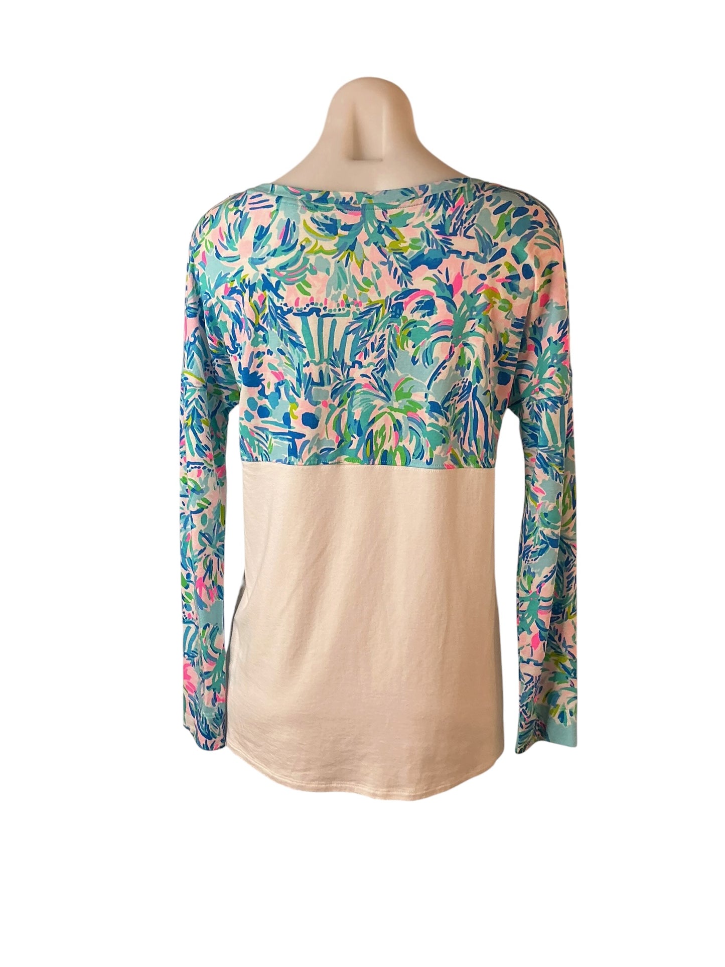 Lilly Pulitzer Finn Long Sleeve Top - Turquoise Oasis Golden Hour Size XS