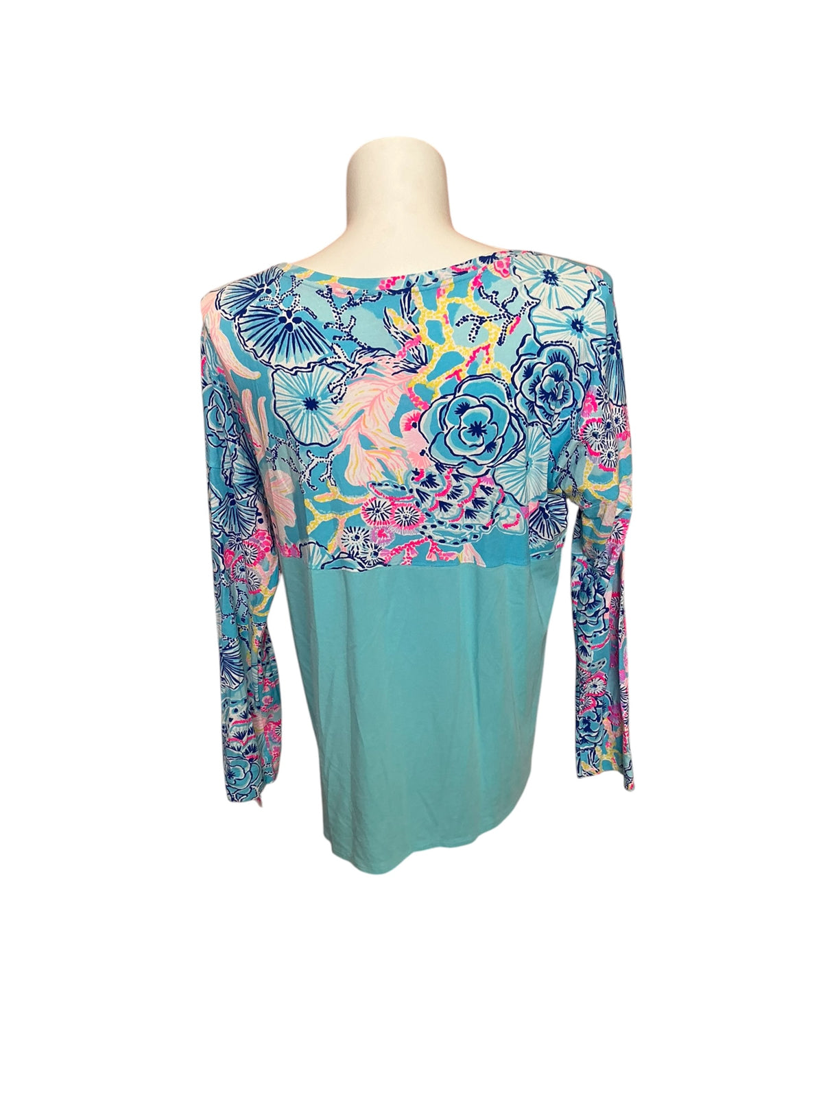 Lilly Pulitzer Finn Top Aqua La Vista print - Size XL