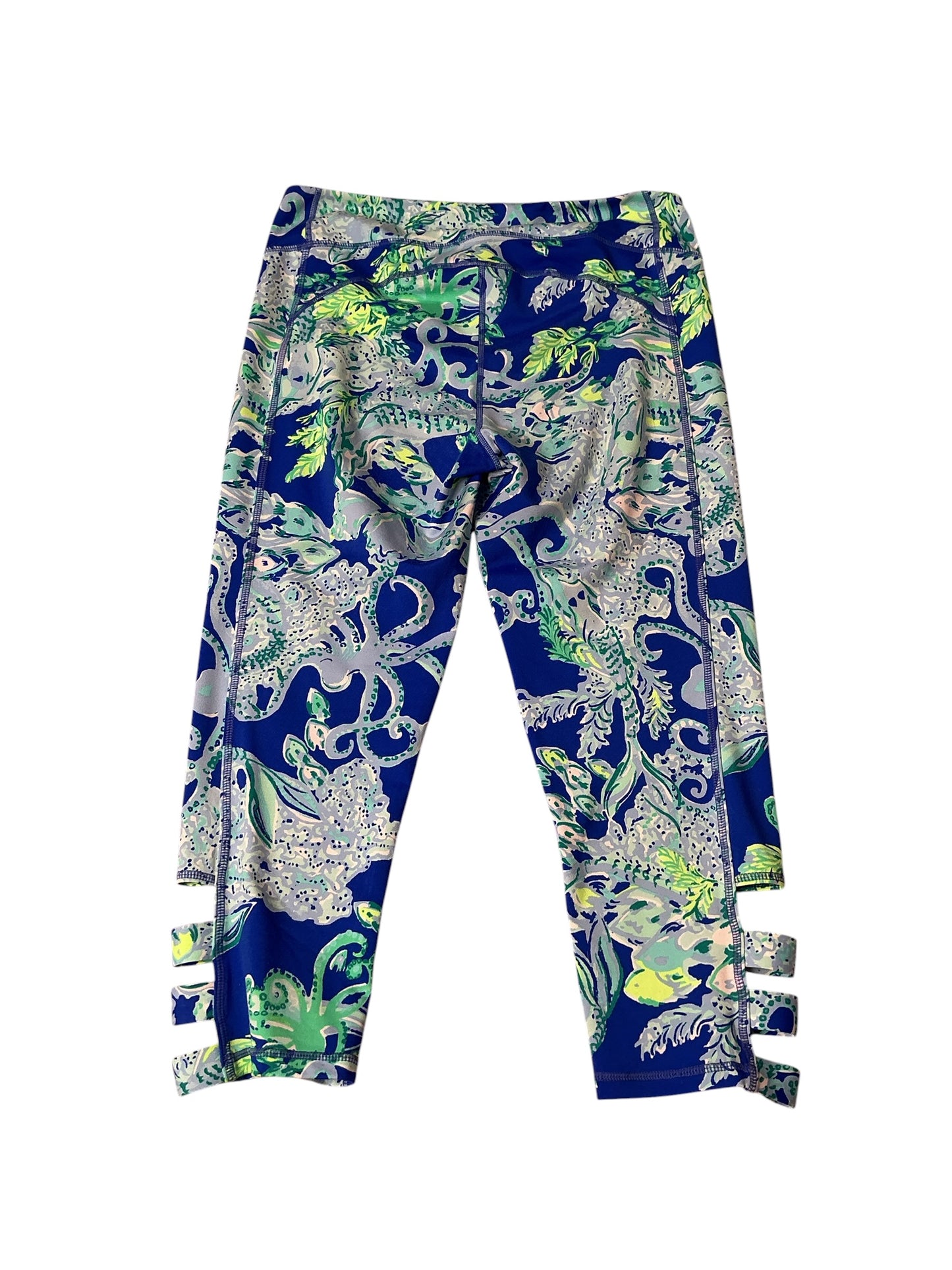 Lilly Pulitzer Weekender Cropped Leggings Blue Current Sea Siren - Size L
