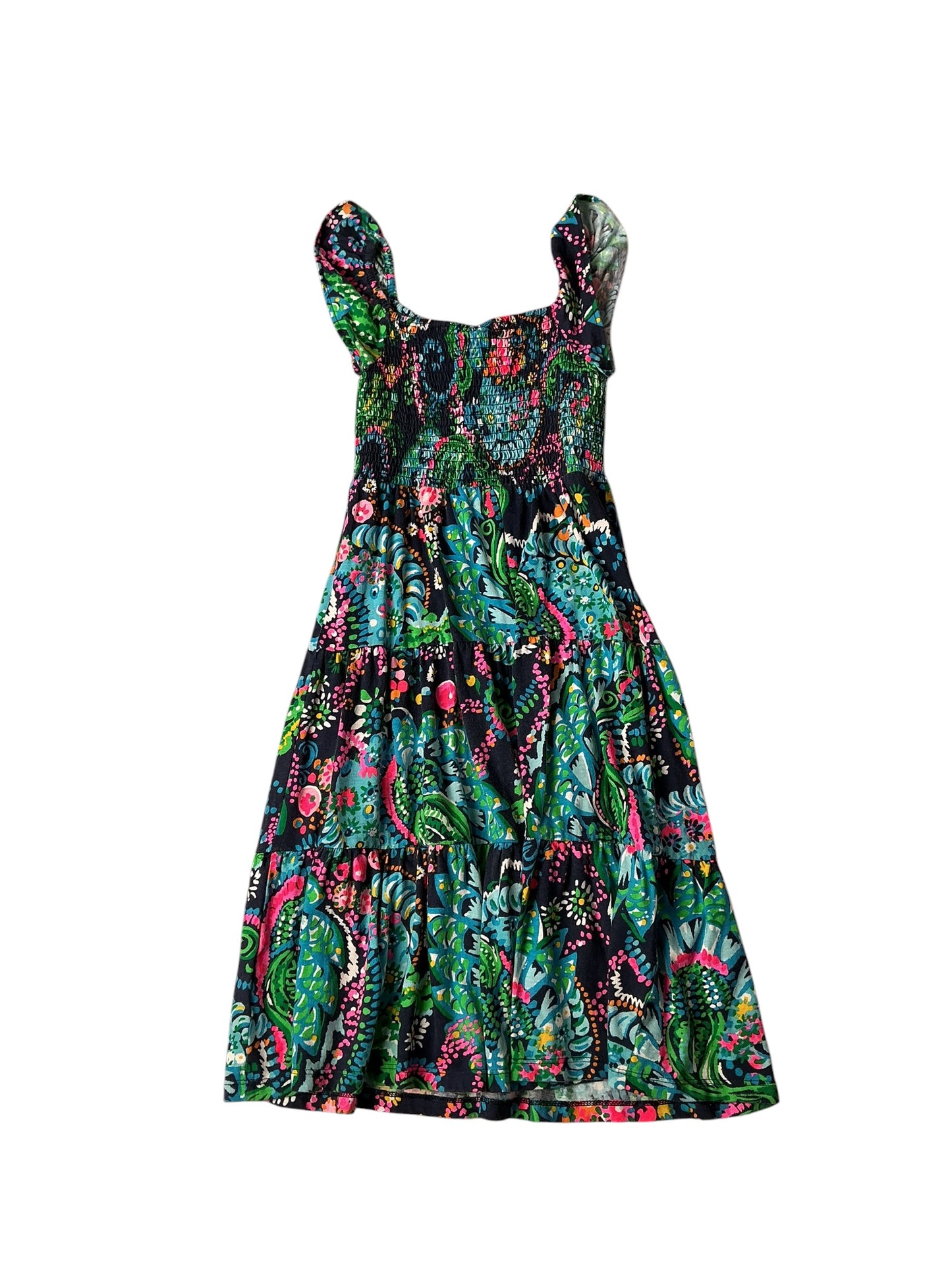 Lilly Pulitzer Girls Mini Jilly Midi Dress Onyx Paradise Glow - Size S