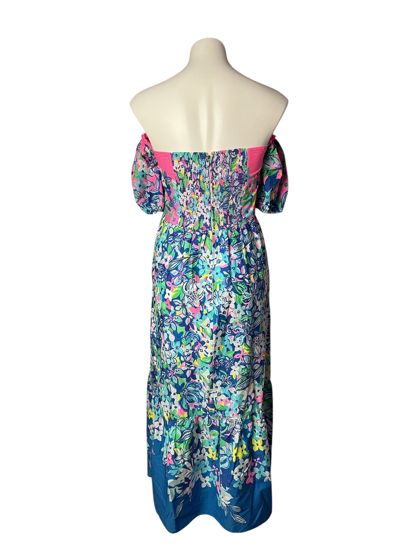 Lilly Pulitzer NWT Zalie Midi Dress Borealis Blue Social Sunset Engineered - Size 12