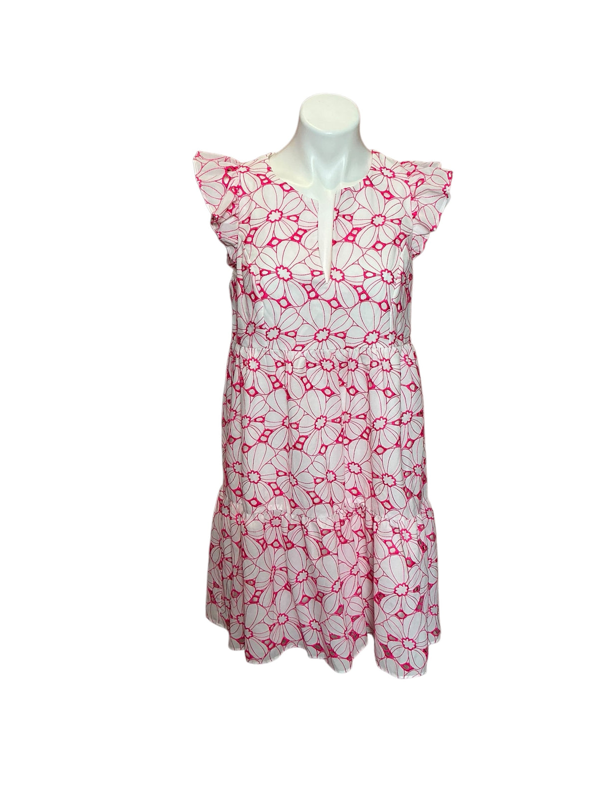 Lilly Pulitzer NWT Keila Dress Raz Berry Botanical Chiffon Eyelet - Size 8
