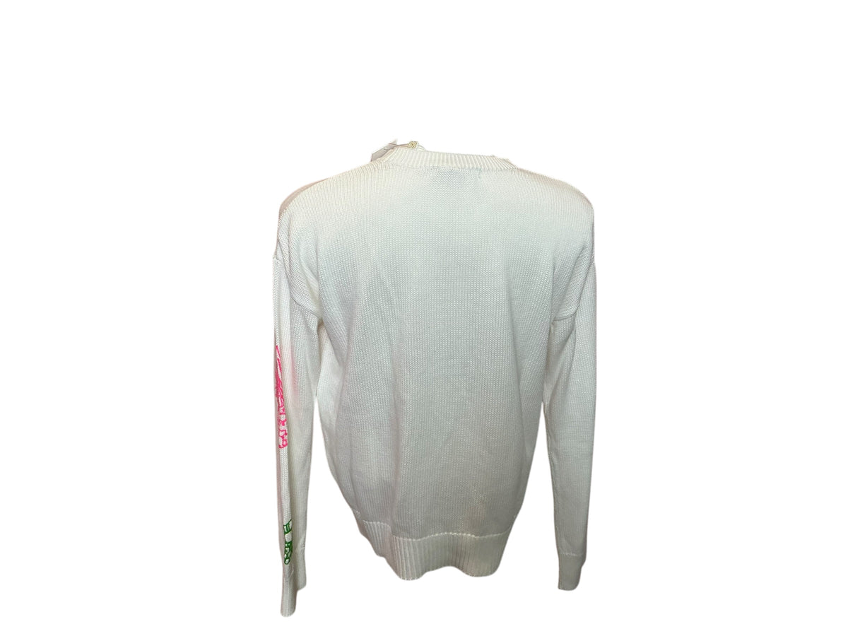 Lilly Pulitzer NWT Tensley Sweater Resort White Fluer De Lilly Embroidered - Size S