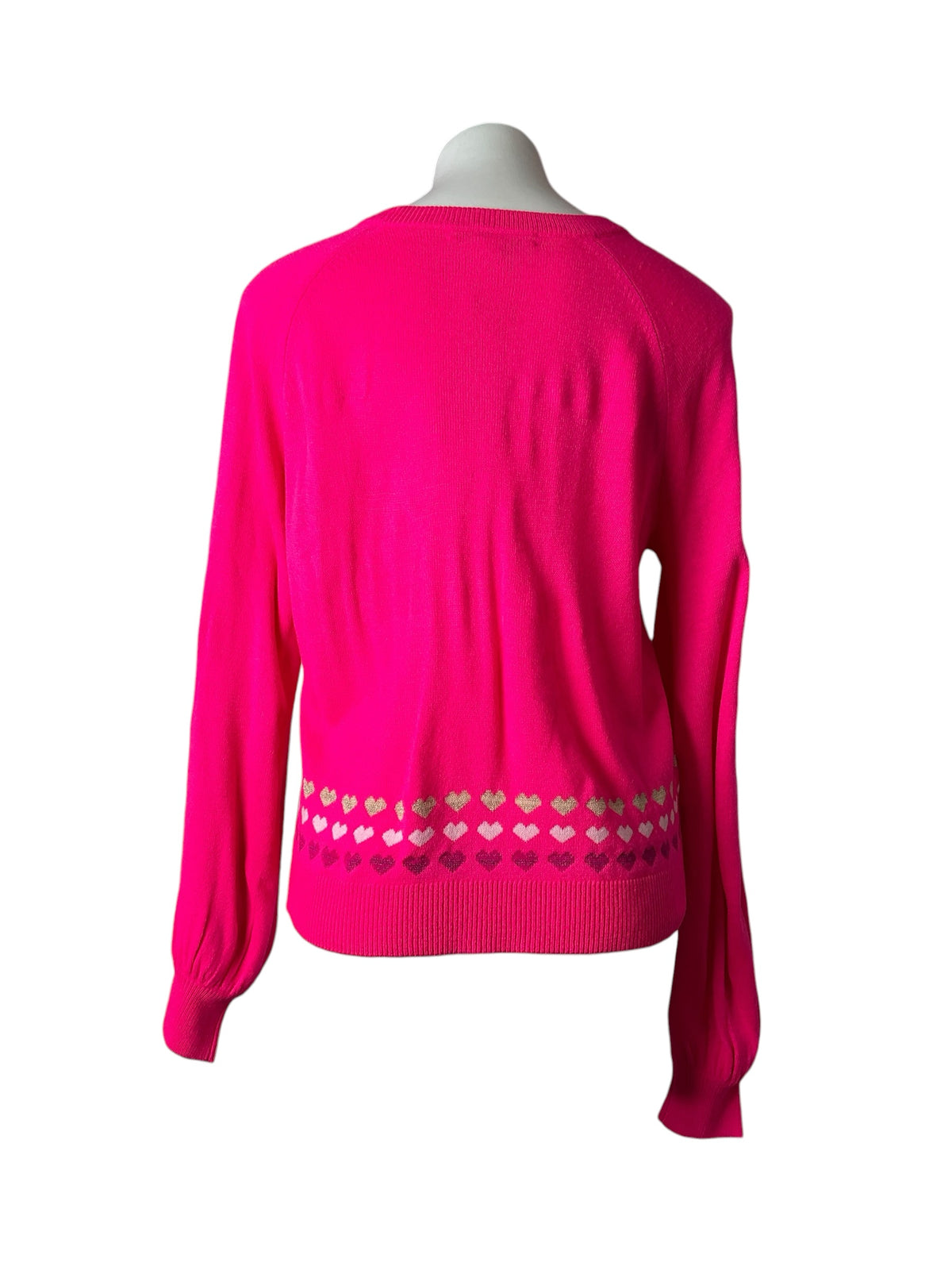 Lilly Pulitzer Alyona Sweater Pink Grenadine Heart Jacquard - Size M