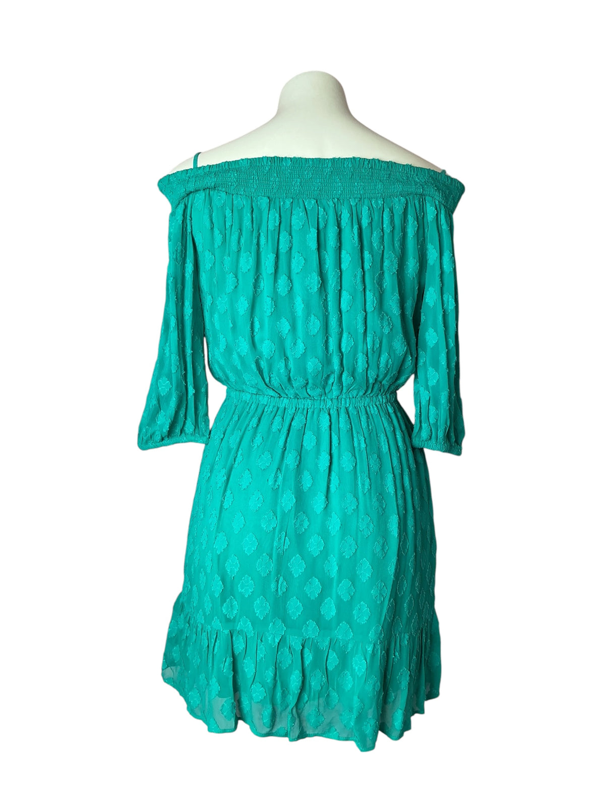Lilly Pulitzer NWT Rochelle Off The Romper Shoulder Water Lilly Green Daiquiri Ditsy Rayon - Size S
