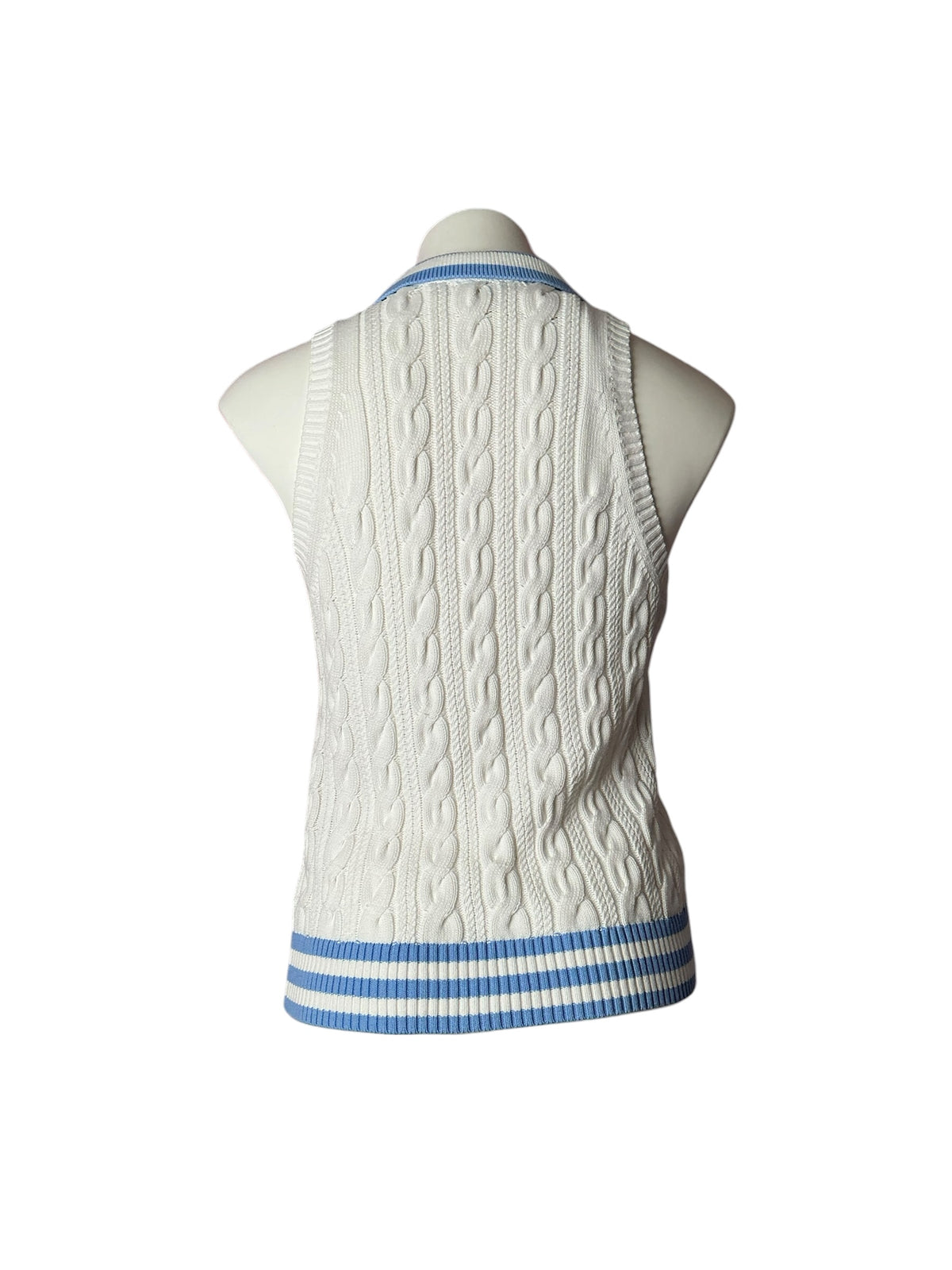 Lilly Pulitzer Suzette Polo Sweater Tank Resort White X Jacaranda Blue Tipping - Size S