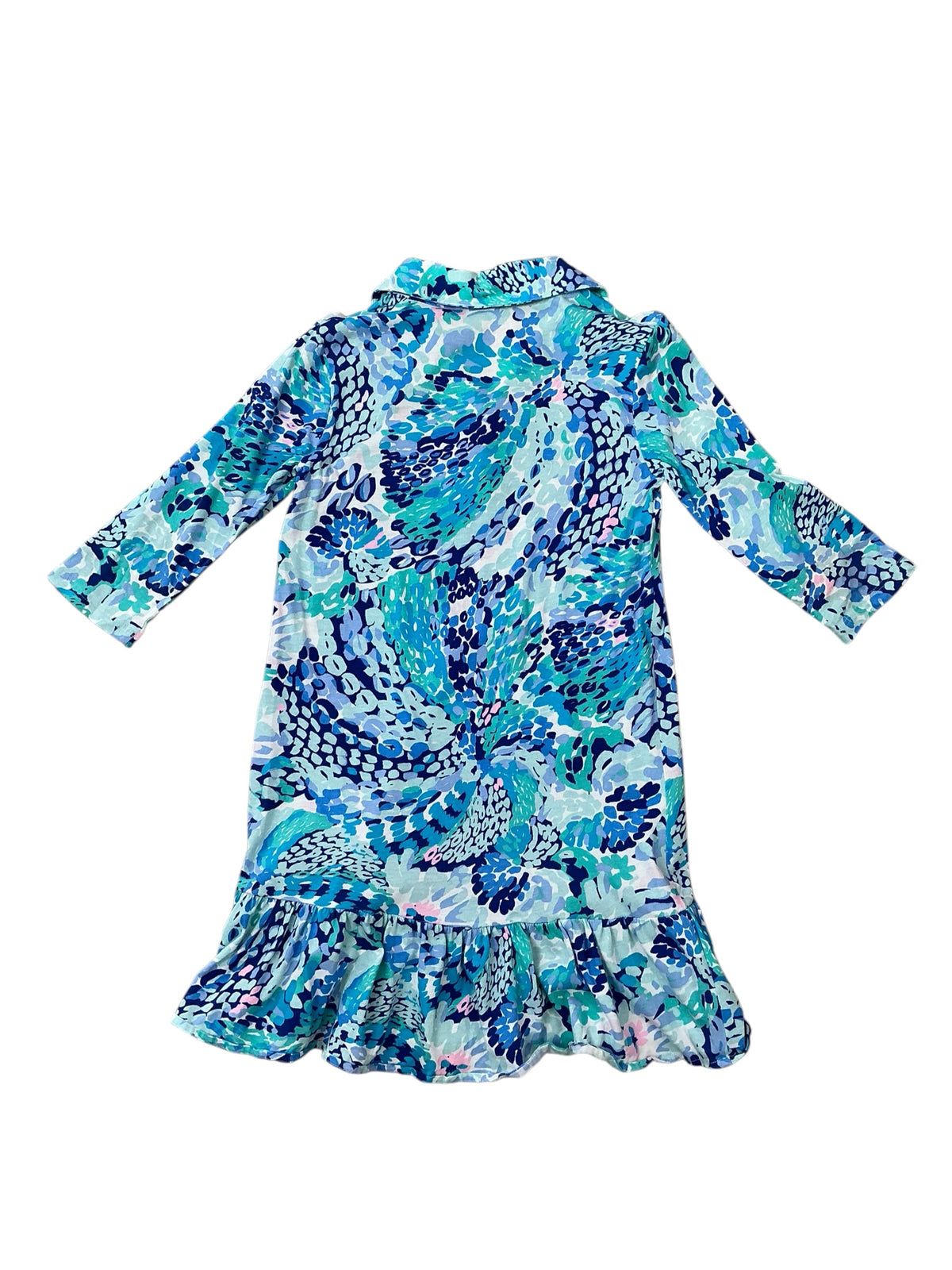 Lilly Pulitzer Amelia Polo Dress Turquoise Oasis Wave After Wave - Size L (8-10)