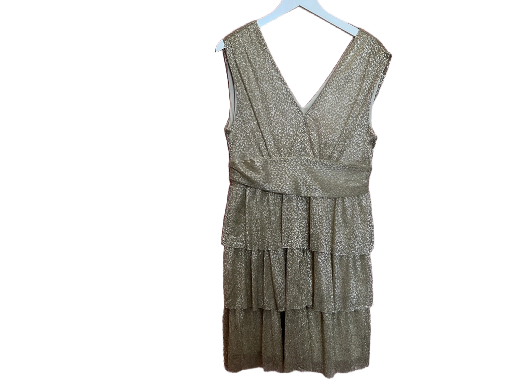 Lilly Pulitzer Dress NWT - Faye V-Neck Ruffle Dress - Gold - Metallic   Gatorlillys