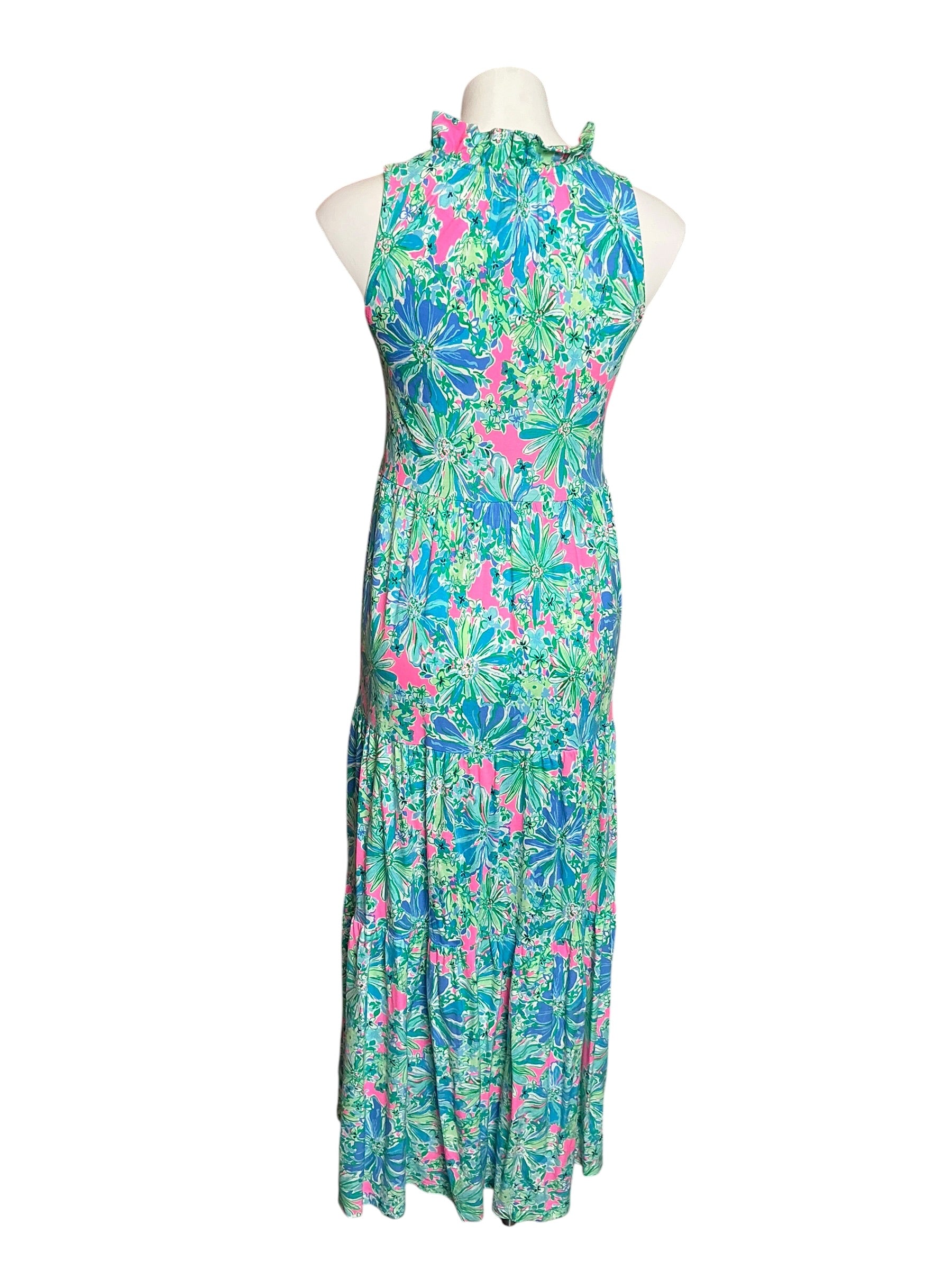 Lilly Pulitzer Malone Maxi Dress Las Olas Aqua Strong Current Sea - Size XXS
