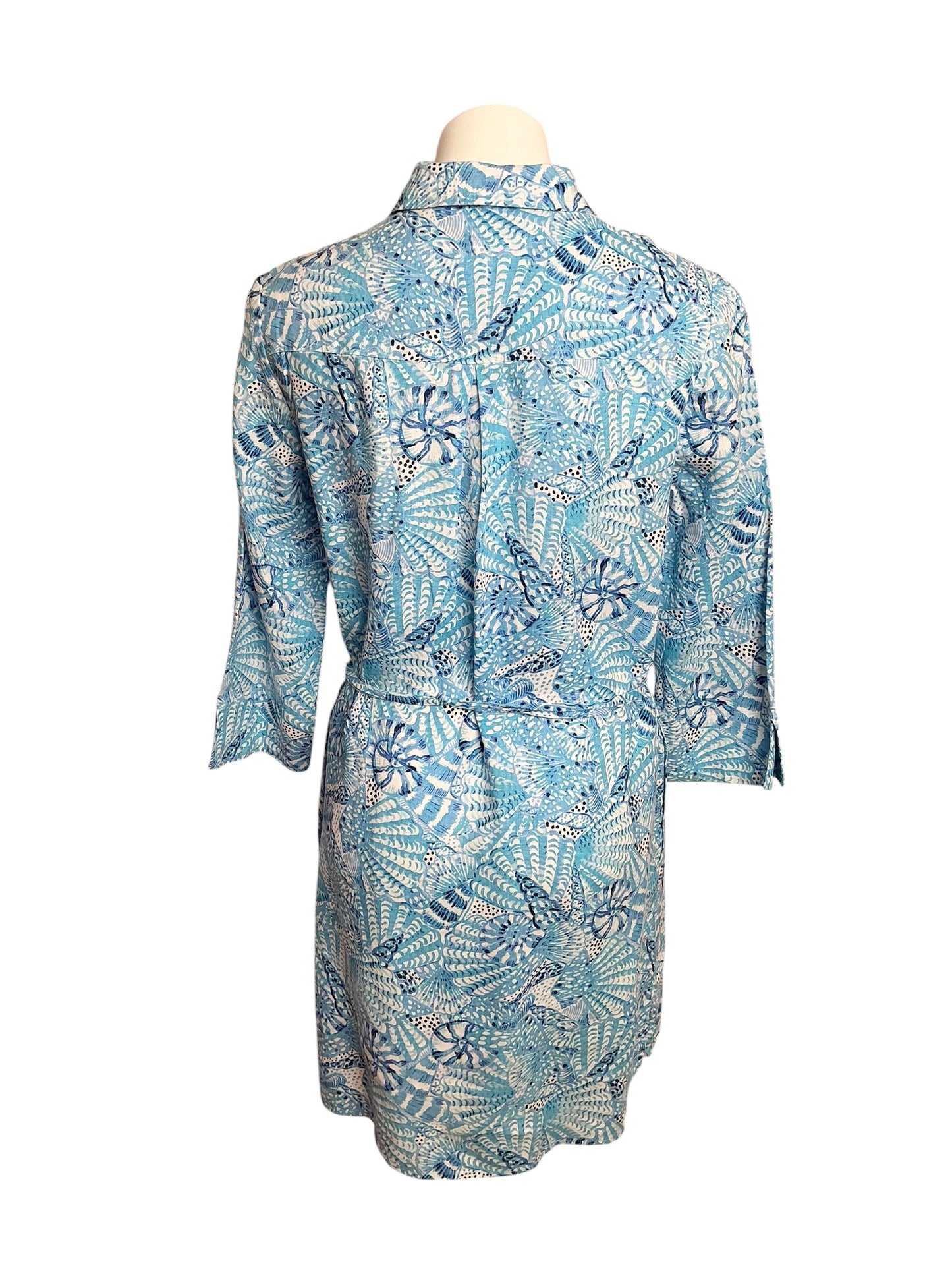 Lilly Pulitzer Pilar Tunic Linen Dress Amalfi Blue By The Seashore - Size M