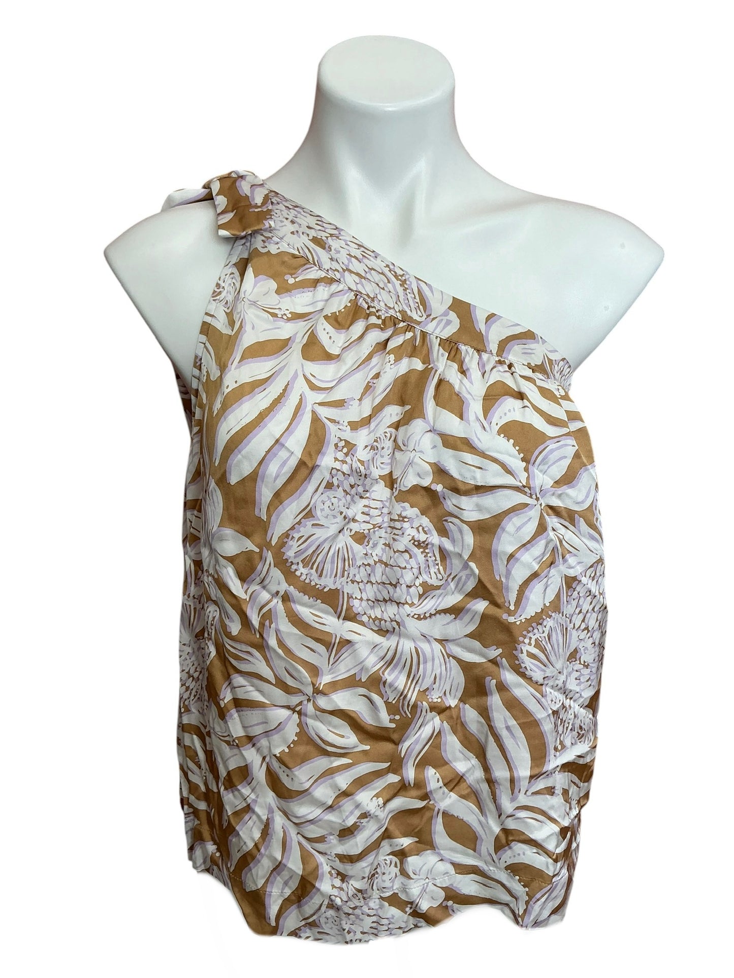 Lilly Pulitzer Bexler One-Shoulder Top Rattan Bon Vivants - Size 2