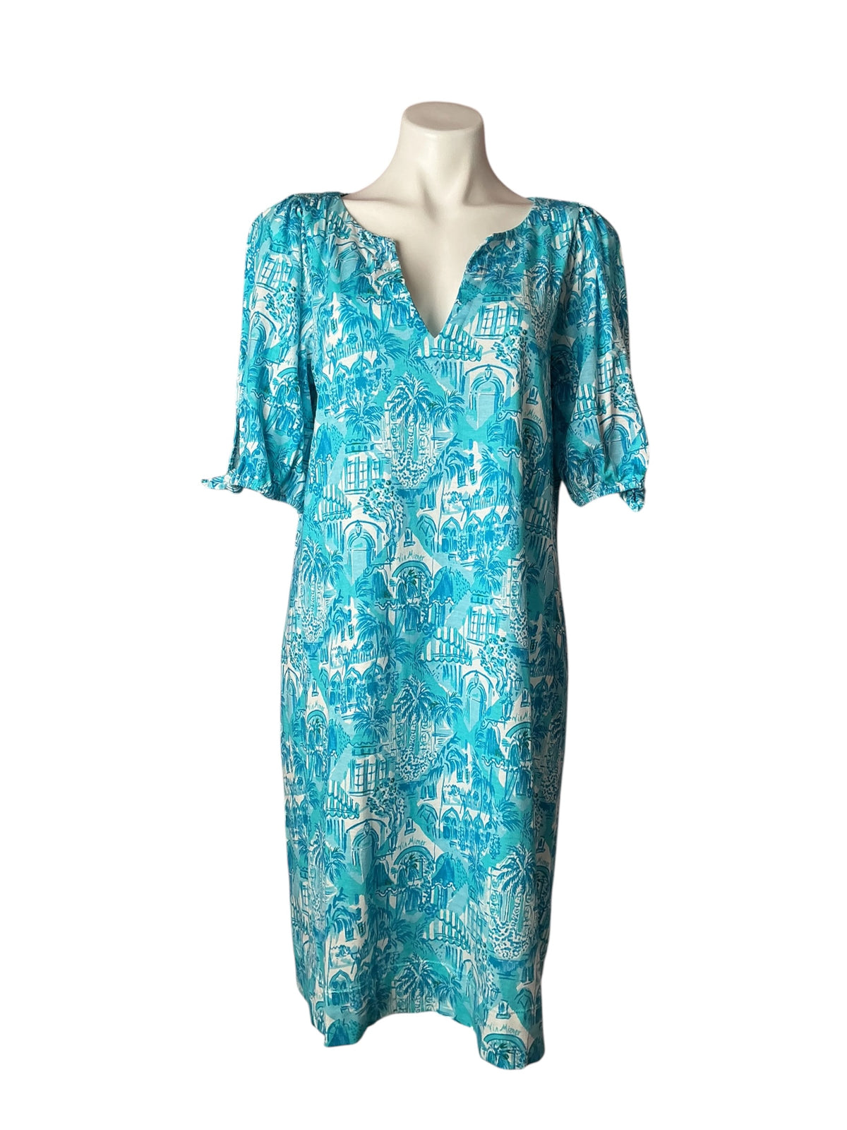 Lilly Pulitzer Easley T-Shirt Dress Amalfi Blue Sunny State Of Mind - Size L