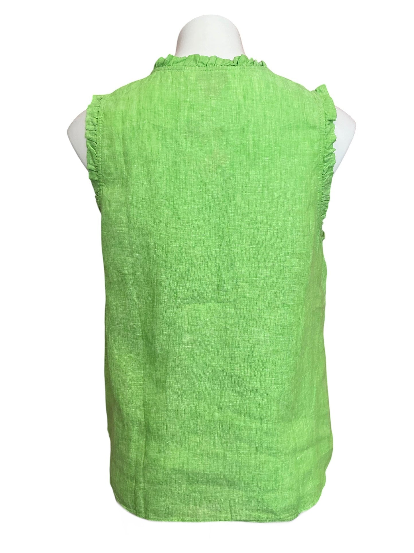 Lilly Pulitzer NWT Kavalla Sleeveless Ruffle Top Crocodile Green X Resort White - Size M