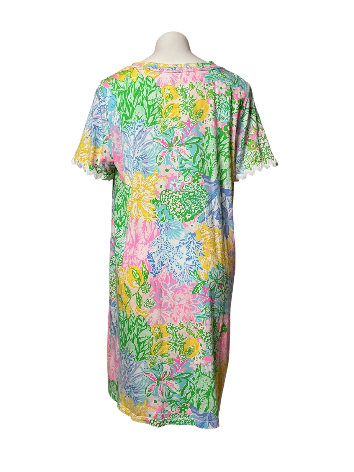 Lilly Pulitzer Cody Short Sleeve Dress Multi Bright Delight Patch - Size XL