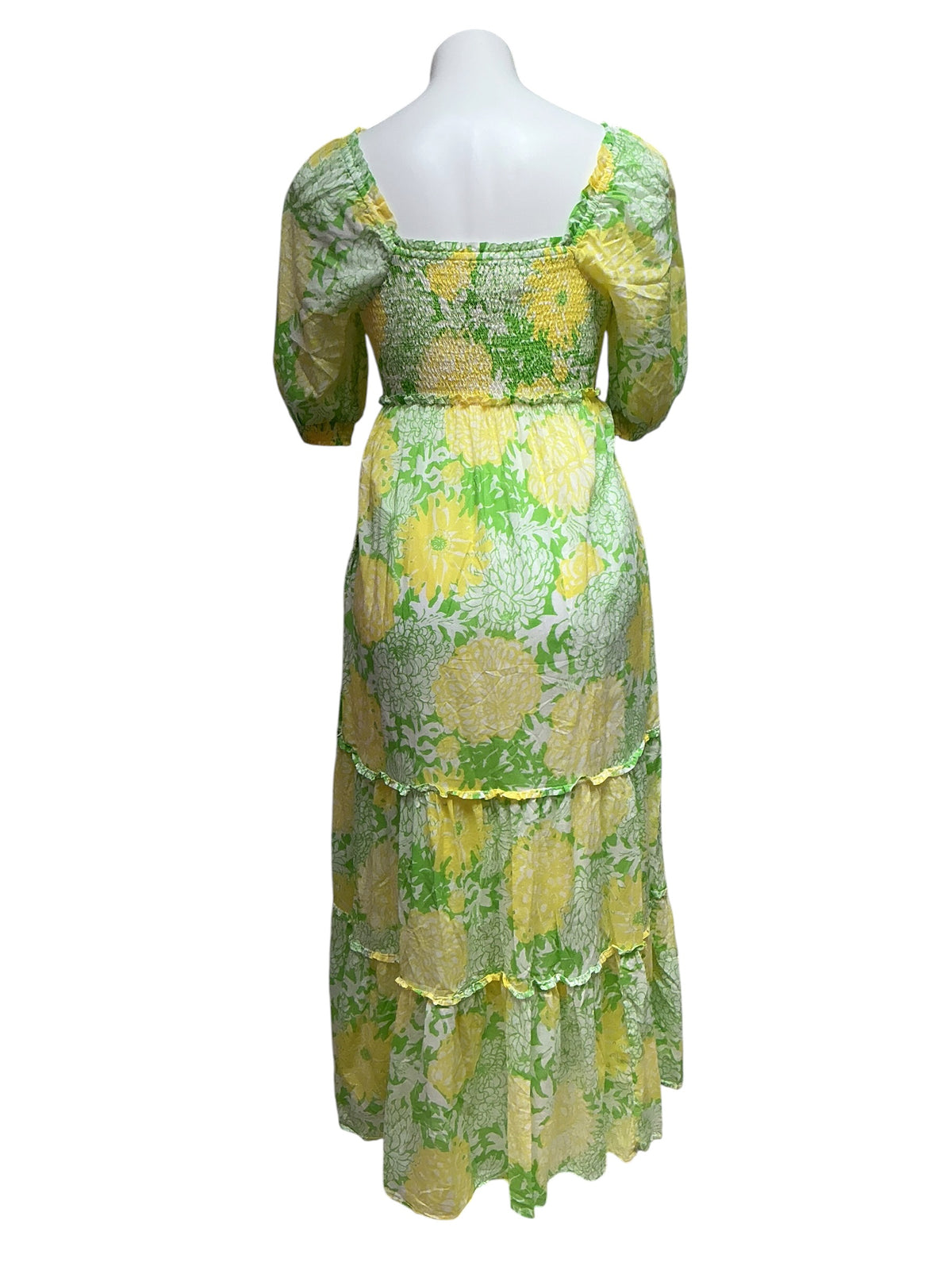 Lilly Pulitzer Hadly Short Sleeve Smocked Maxi Dress Crocodile Green Mumbo Jumbo - Size XXS