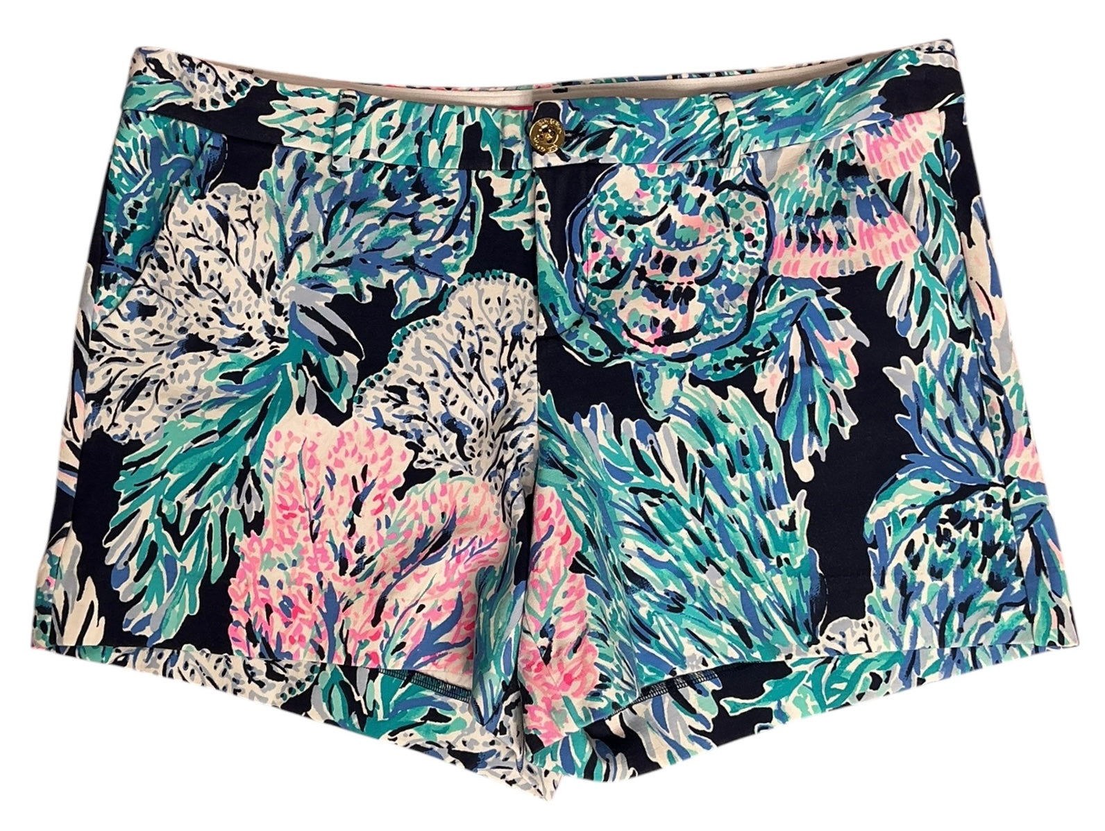 Lilly Pulitzer Callahan Knit Short High Tide Navy Party in Paradise - Size 14