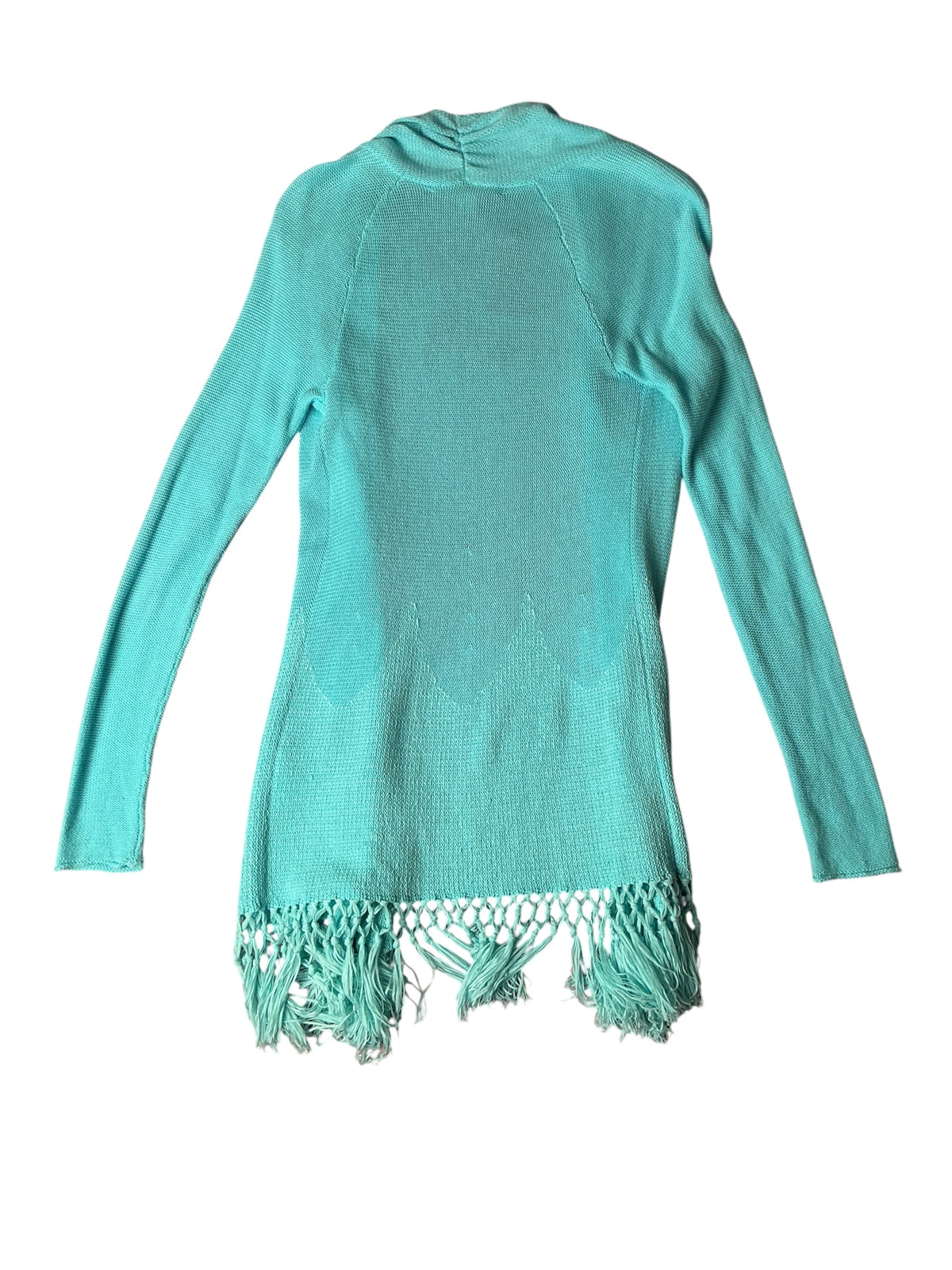 Lilly Pulitzer Tatum Long Fringe Hem Cardigan Aqua Blue - Size XS