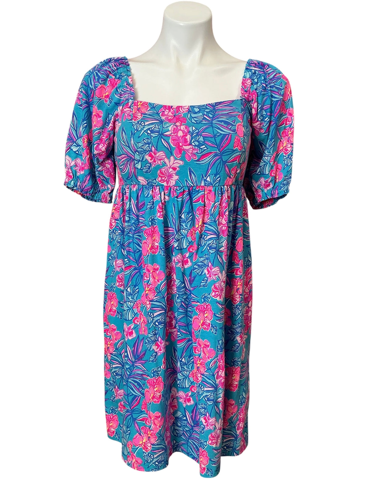Lilly Pulitzer Delaney Short Sleeve Dress Cumulus Blue Orchid Oasis - Size 6