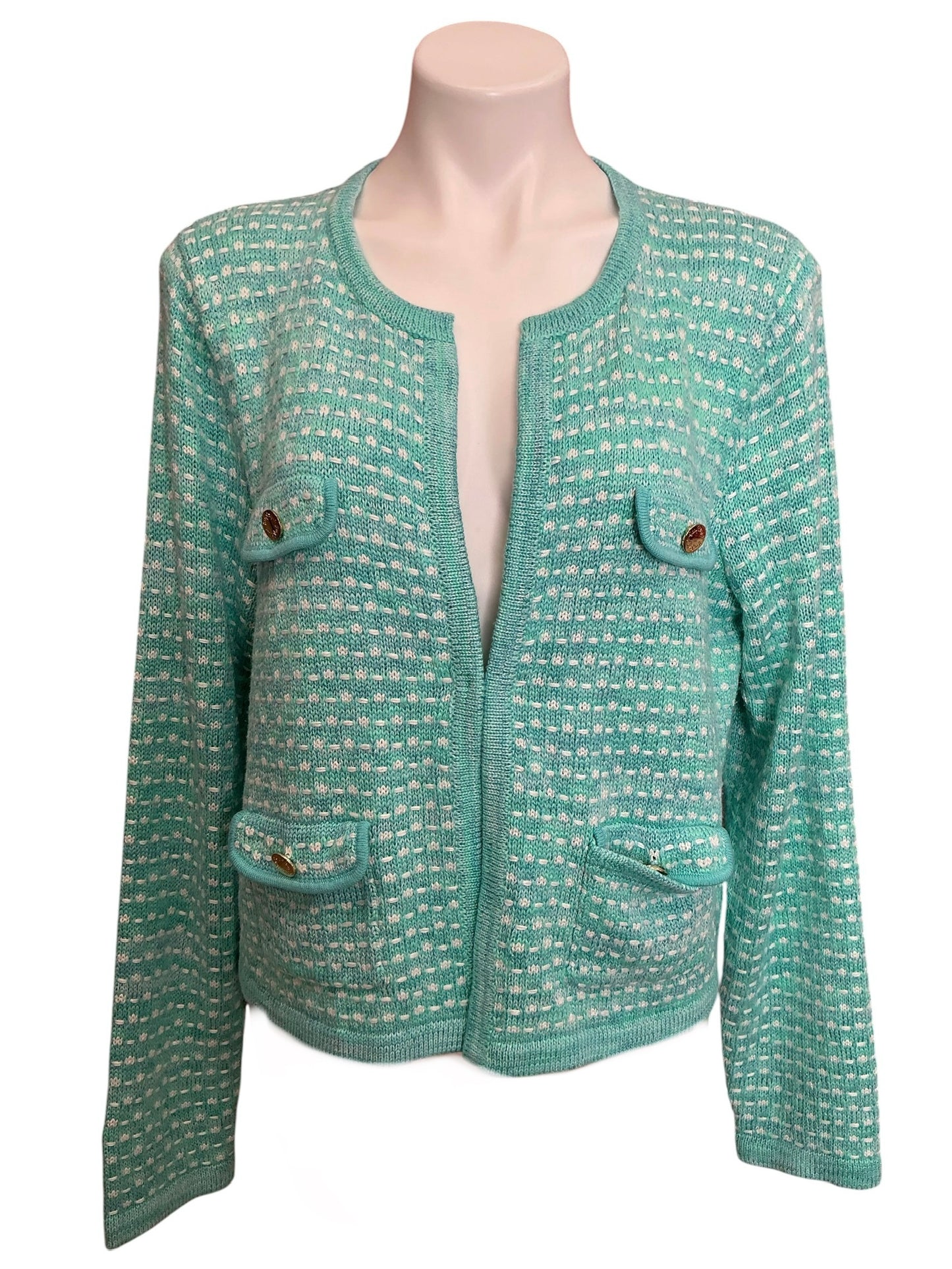 Lilly Pulitzer Kienna Cardigan Blue Horizon Metalluc Marled - Size XL