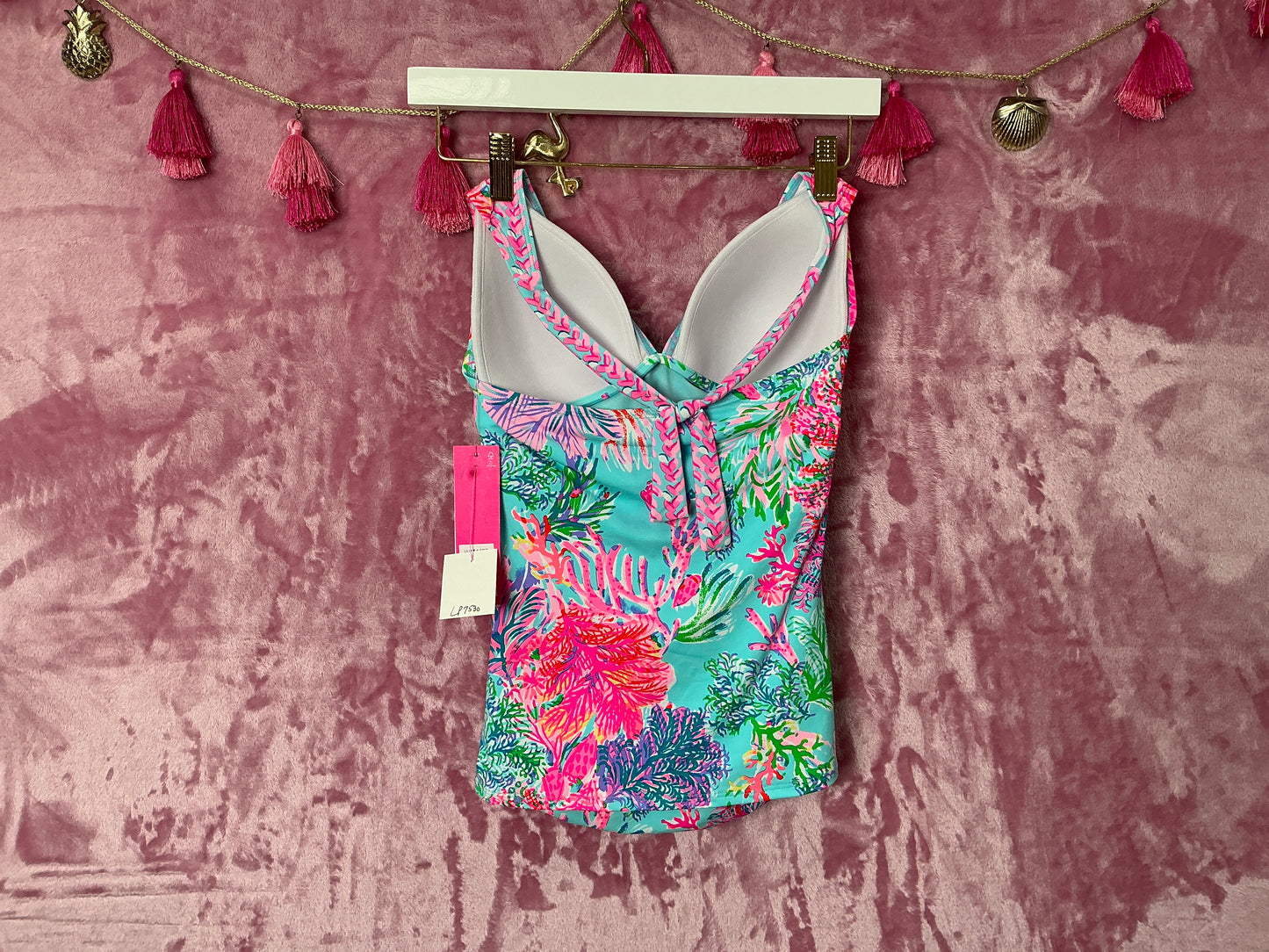 Lilly Pulitzer Tankini Top NWT - Bliss Halter Tankini - Celestial Blue - Cay To My Heart Engineered Tankini - Size 2