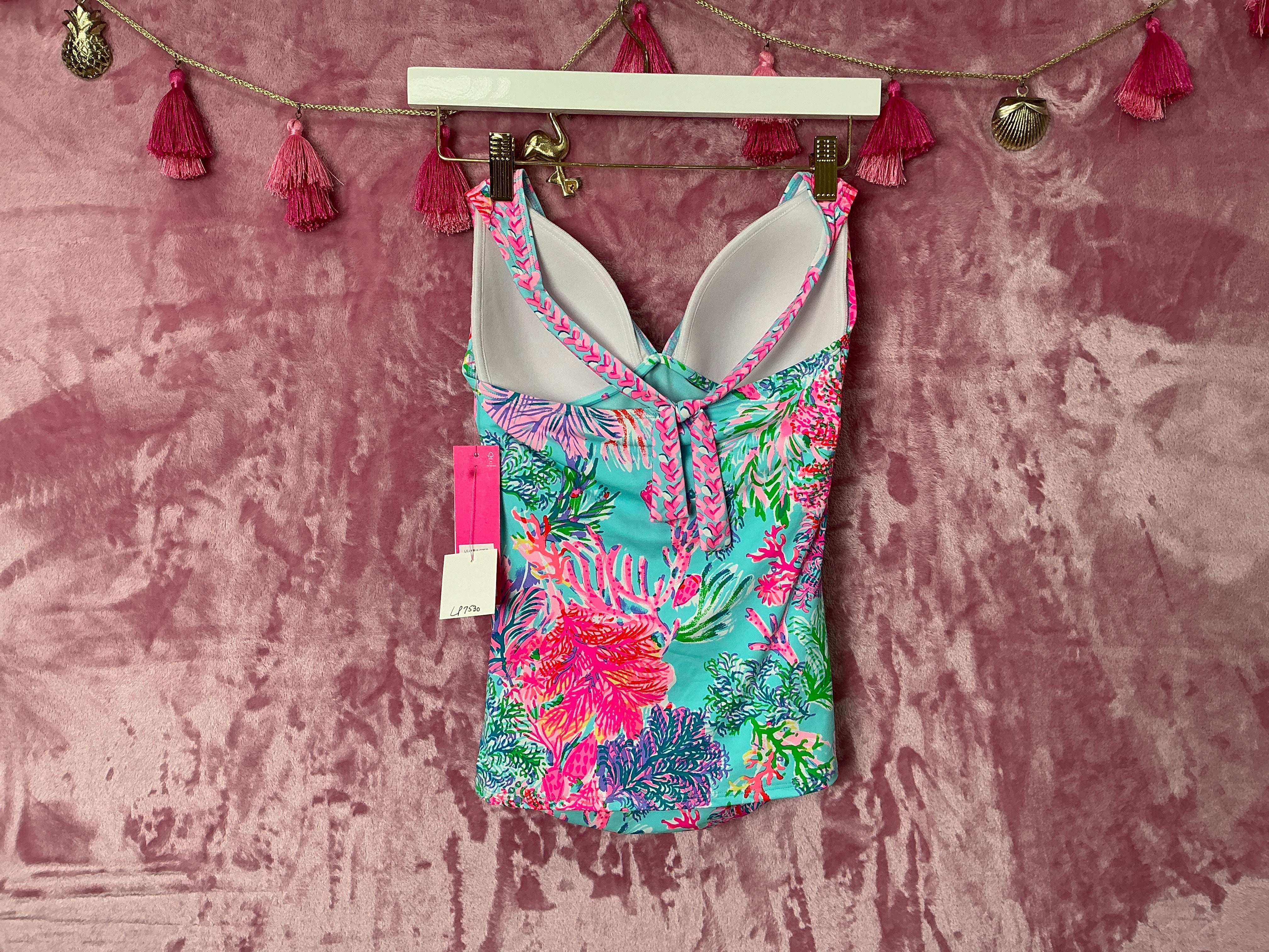 Lilly Pulitzer Tankini Top NWT - Bliss Halter Tankini - Celestial Blue - Cay To My Heart Engineered Tankini - Size 2