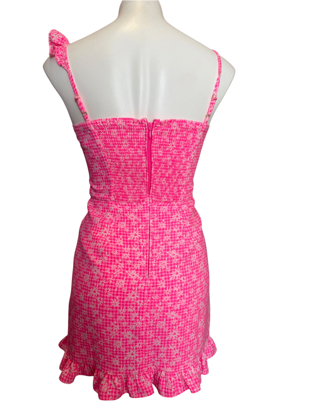 Lilly Pulitzer NWT Maetha Ruffle Romper Aura Pink Check You Out - Size 00