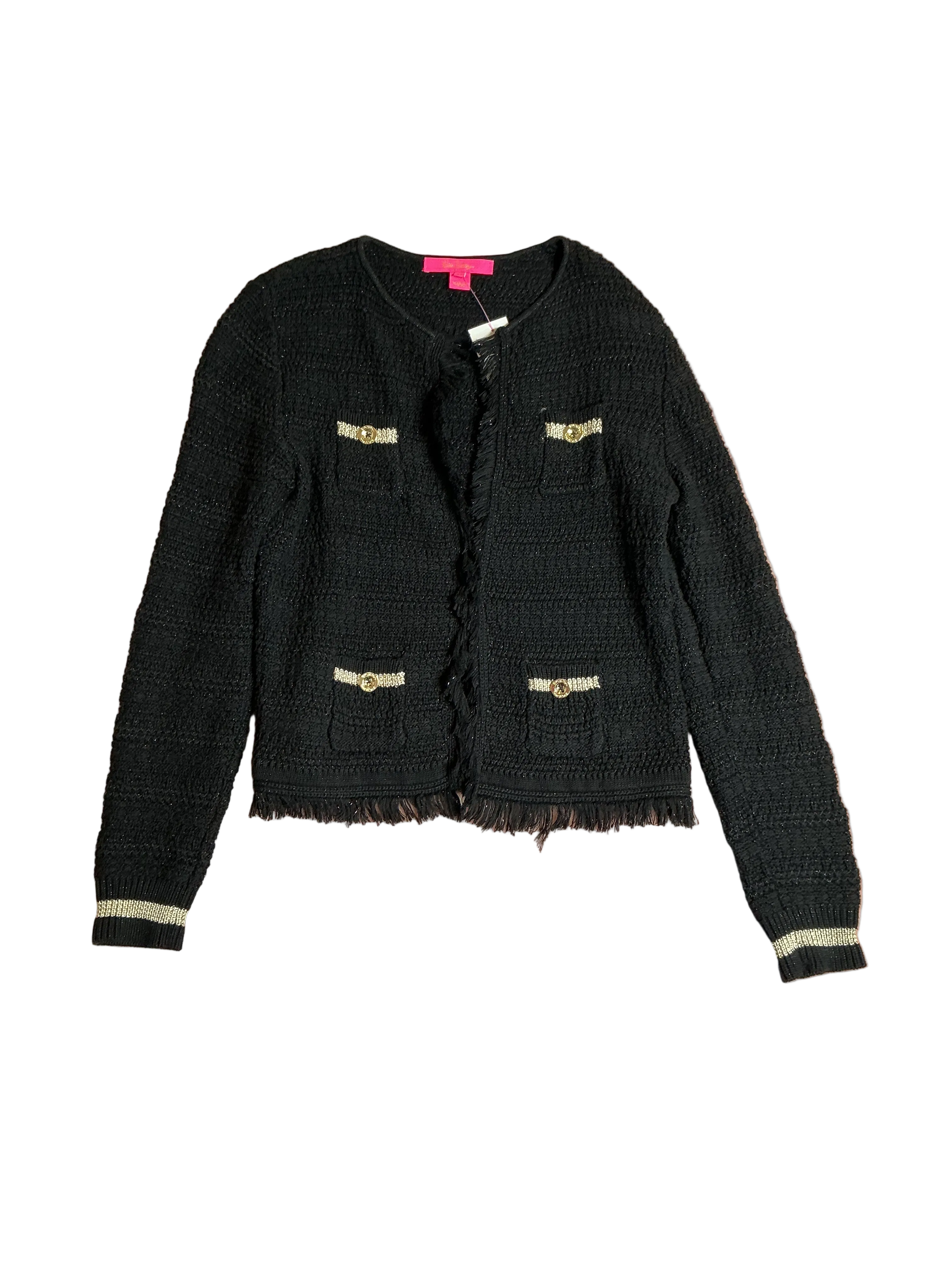 the Lilly Pulitzer Beckington Cardigan Black Metallic - Size XS