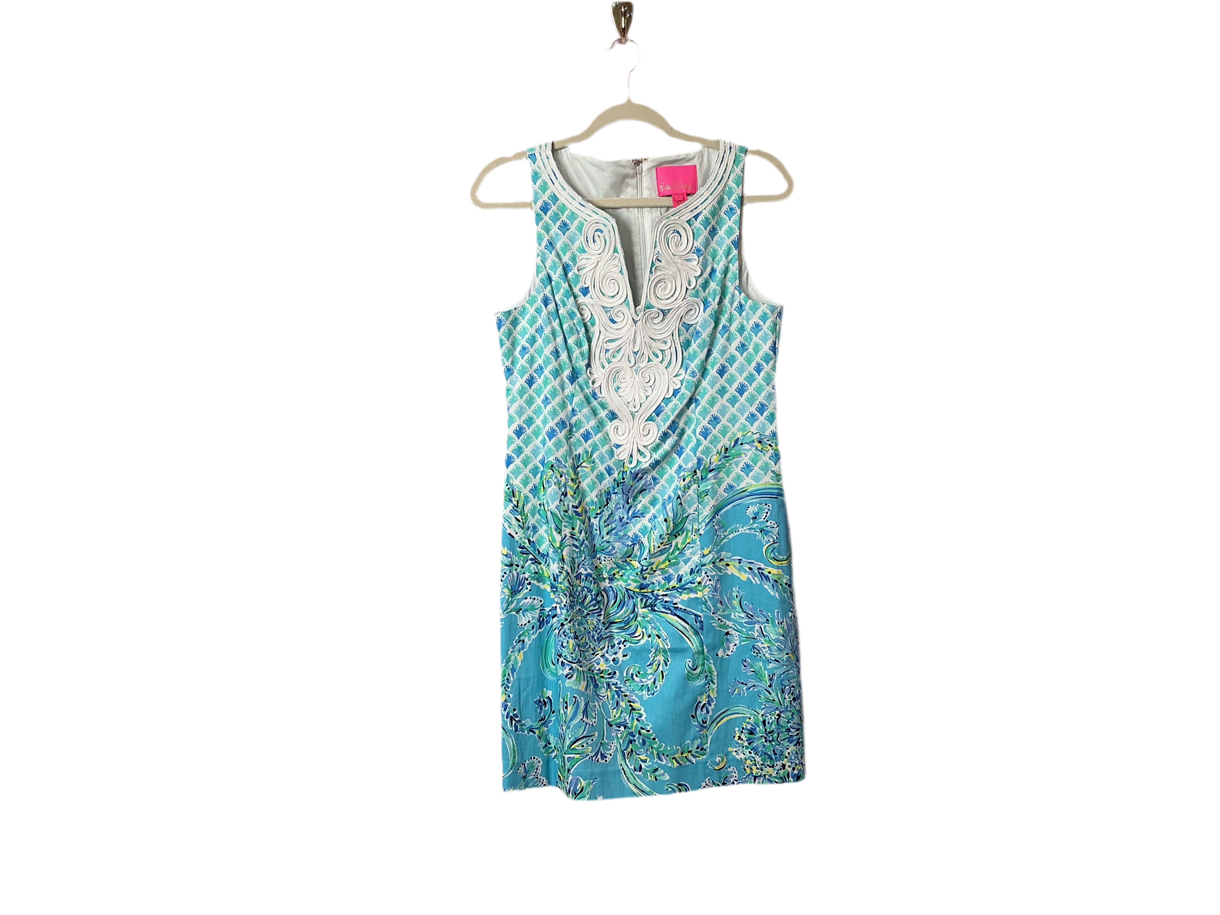 Lilly Pulitzer NWT Gabby Stretch Shift Bondi Blue Scuba Doo Engineered Shift Dress - Size 6