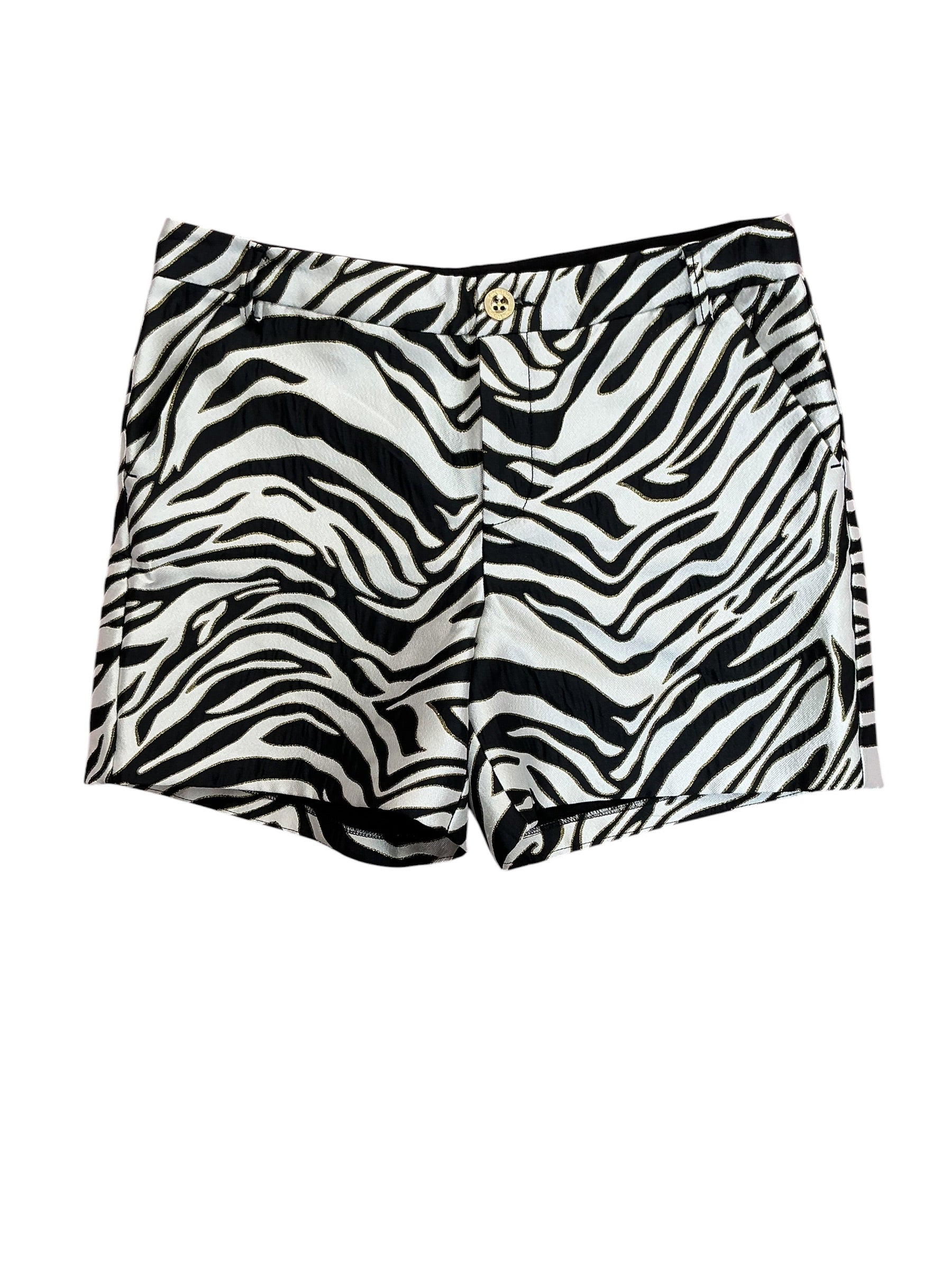Lilly Pulitzer Gretchen High Rise Shorts Black Zebra Jacquard - Size 6