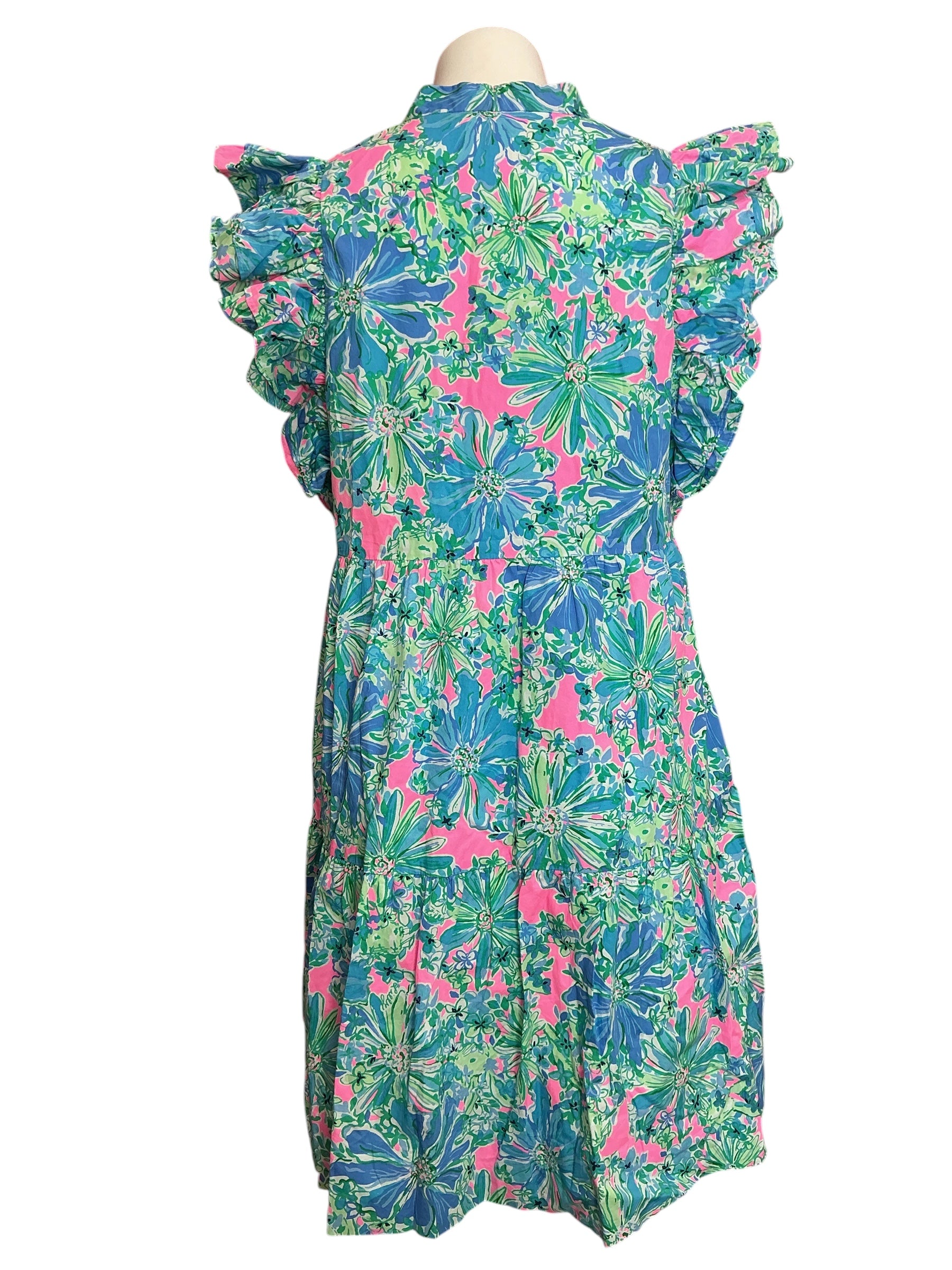 Lilly Pulitzer Aldena Ruffle Sleeve Cotton Dress A Cherry On Top - Size L
