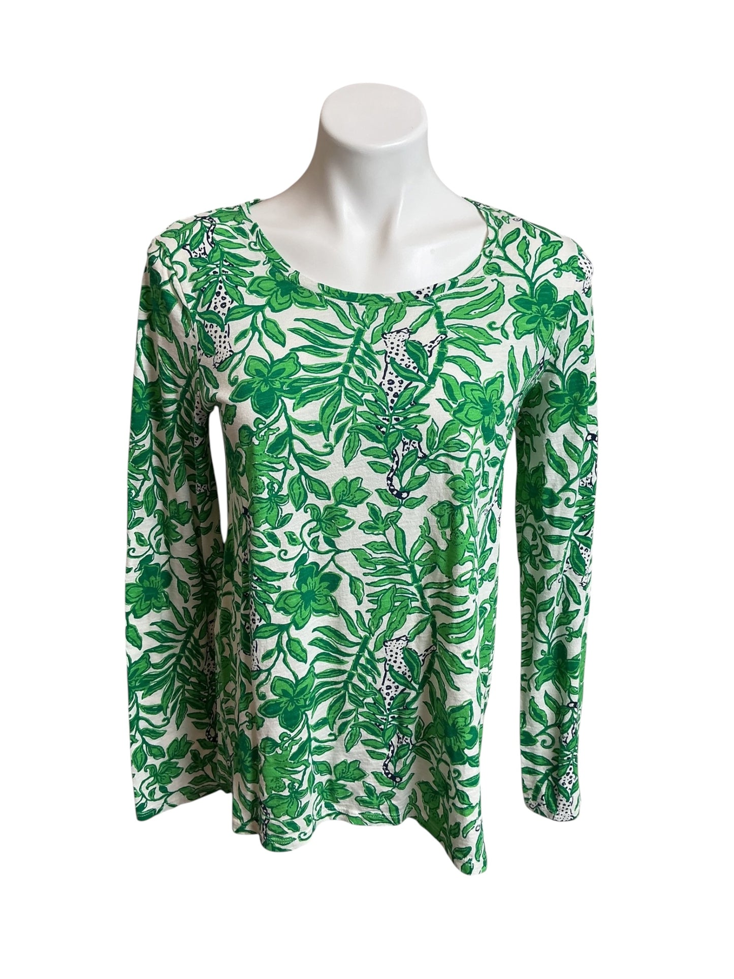 Lilly Pulitzer Fiddle Leaf Green Lil Escape Plan Long Sleeve Top - Size S