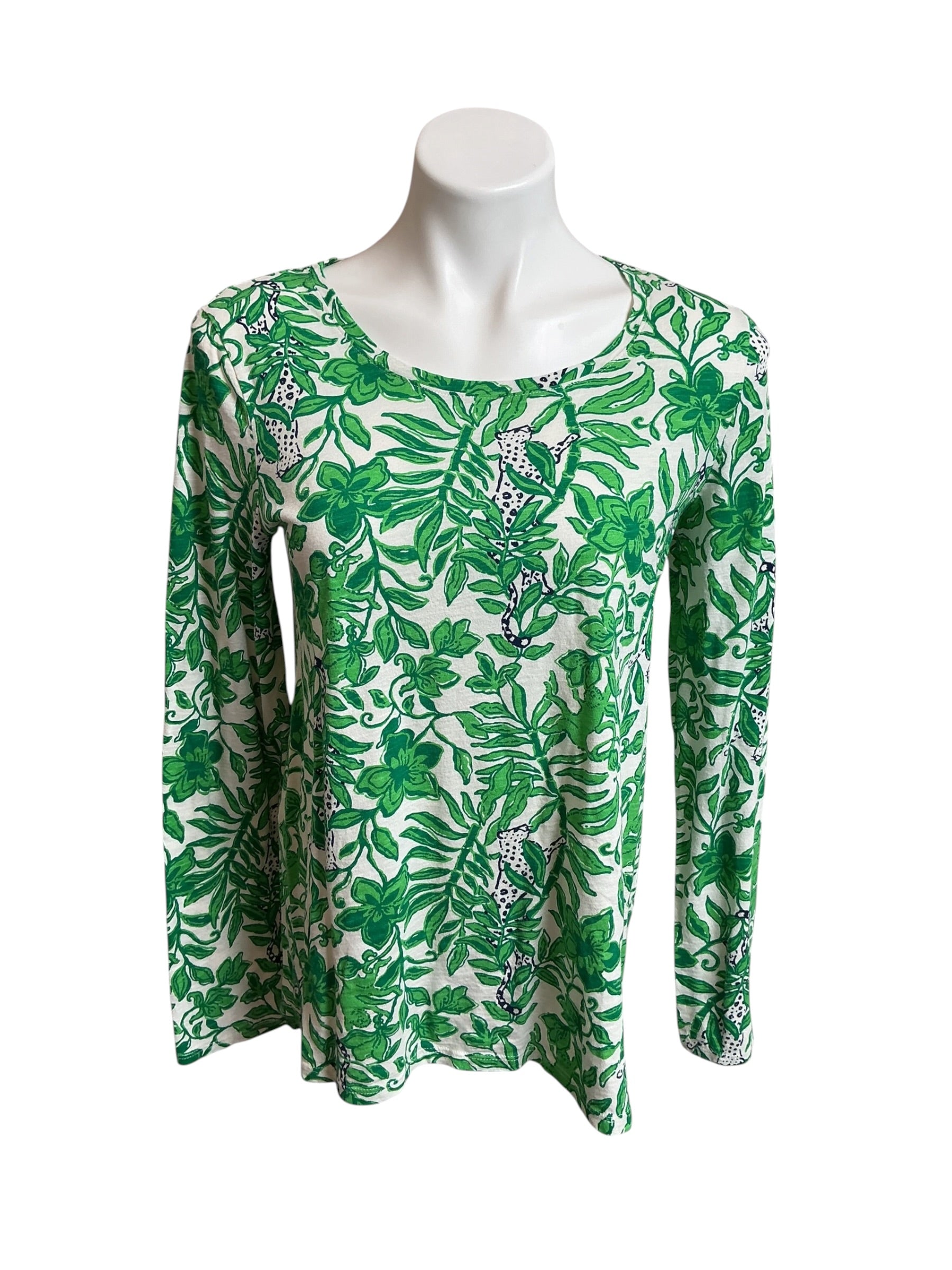 Lilly Pulitzer Fiddle Leaf Green Lil Escape Plan Long Sleeve Top - Size S