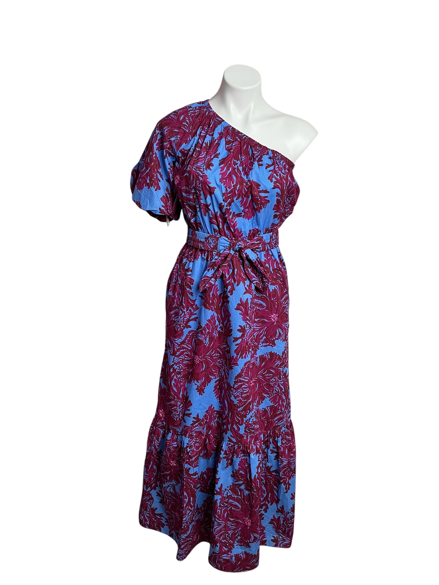 Lilly Pulitzer- Zelalynn One Shoulder-Dress Abaco Blue Feel Like A Shellebrit Size 00