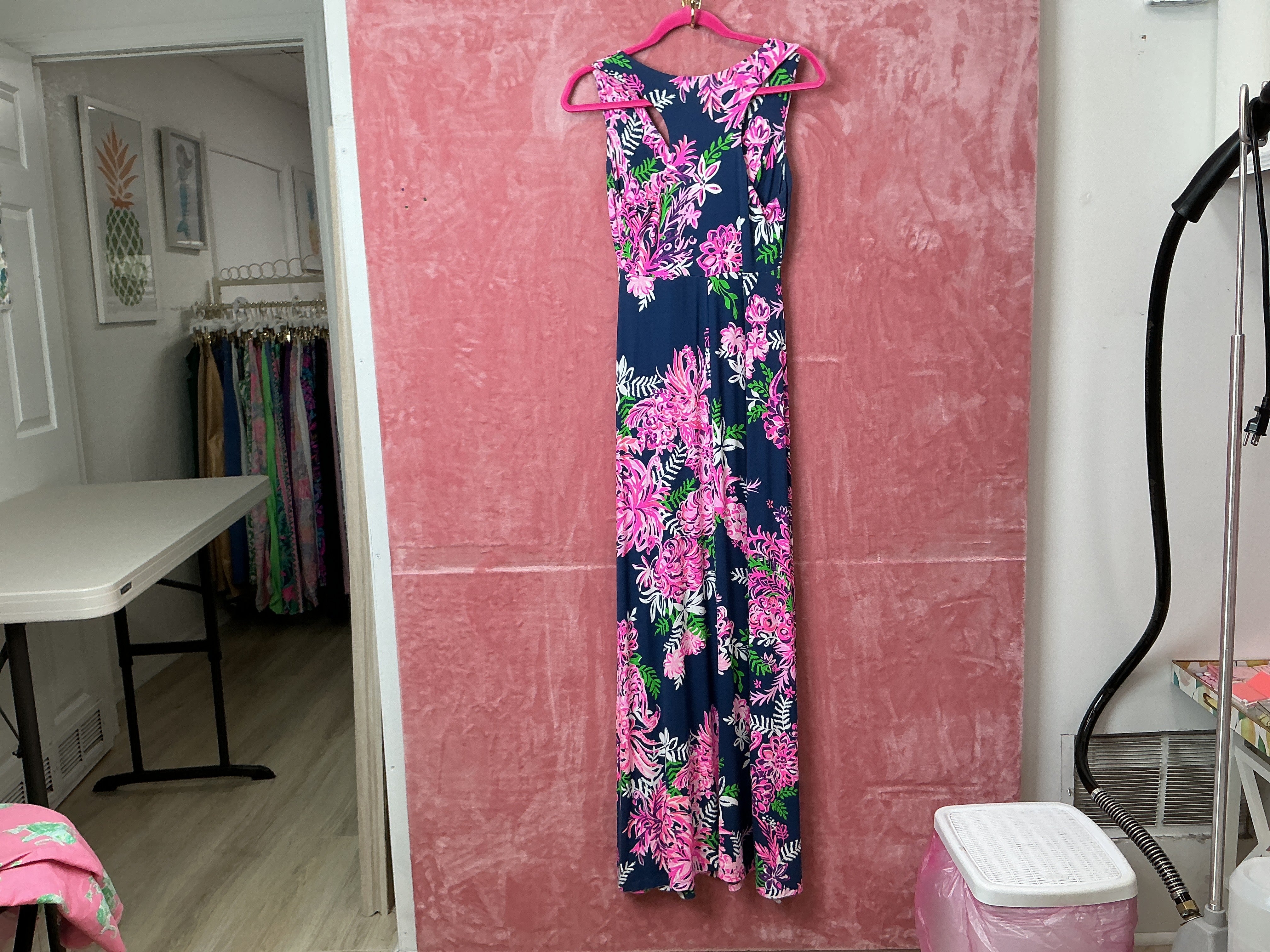 Lilly Pulitzer NWT Noemi Maxi Dress Oyster Bay Navy Ruffle Your Feathers - Size XS