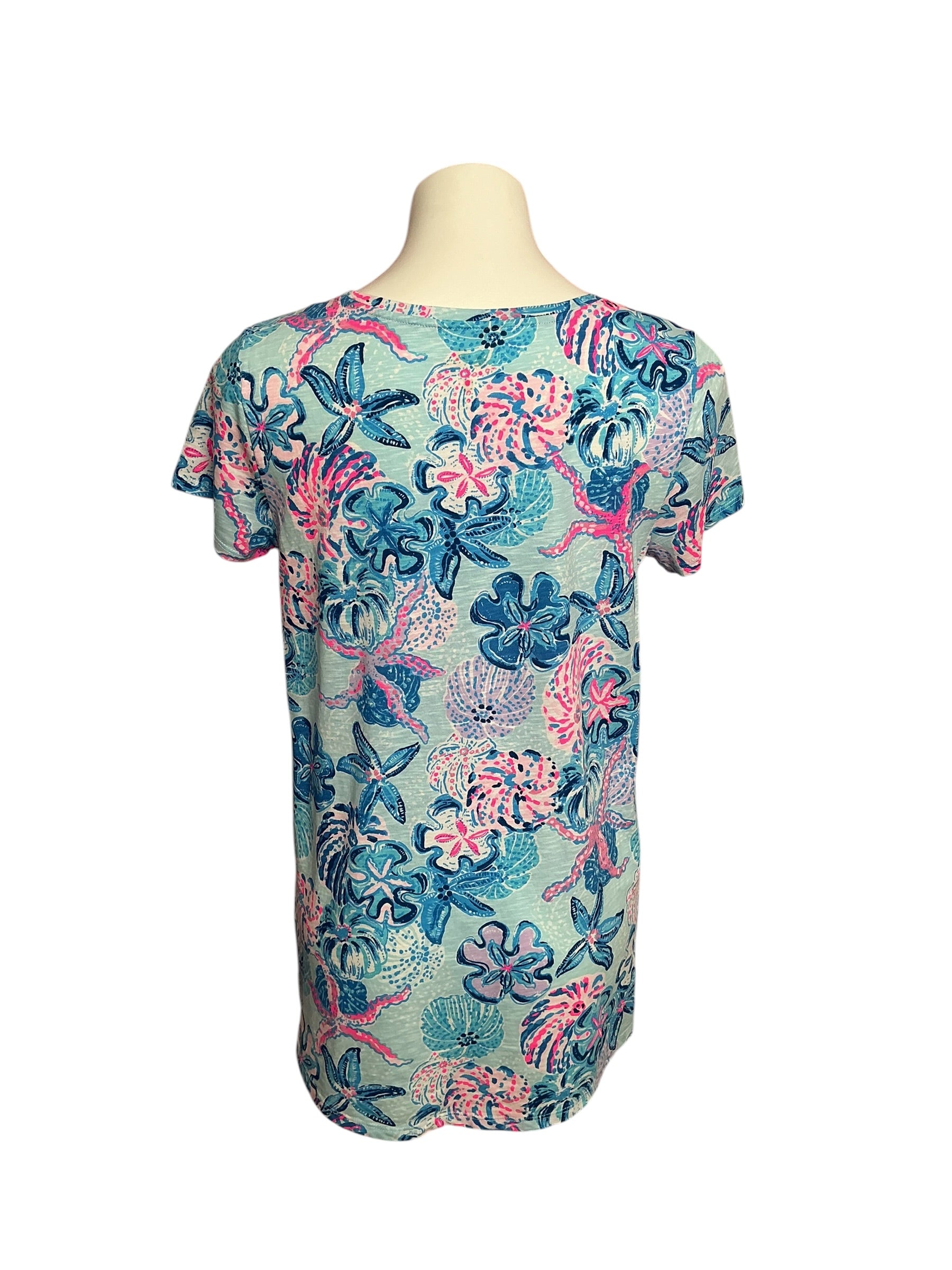 Lilly Pulitzer Etta Scoop Neck Top Roar Of The Seas - Size M