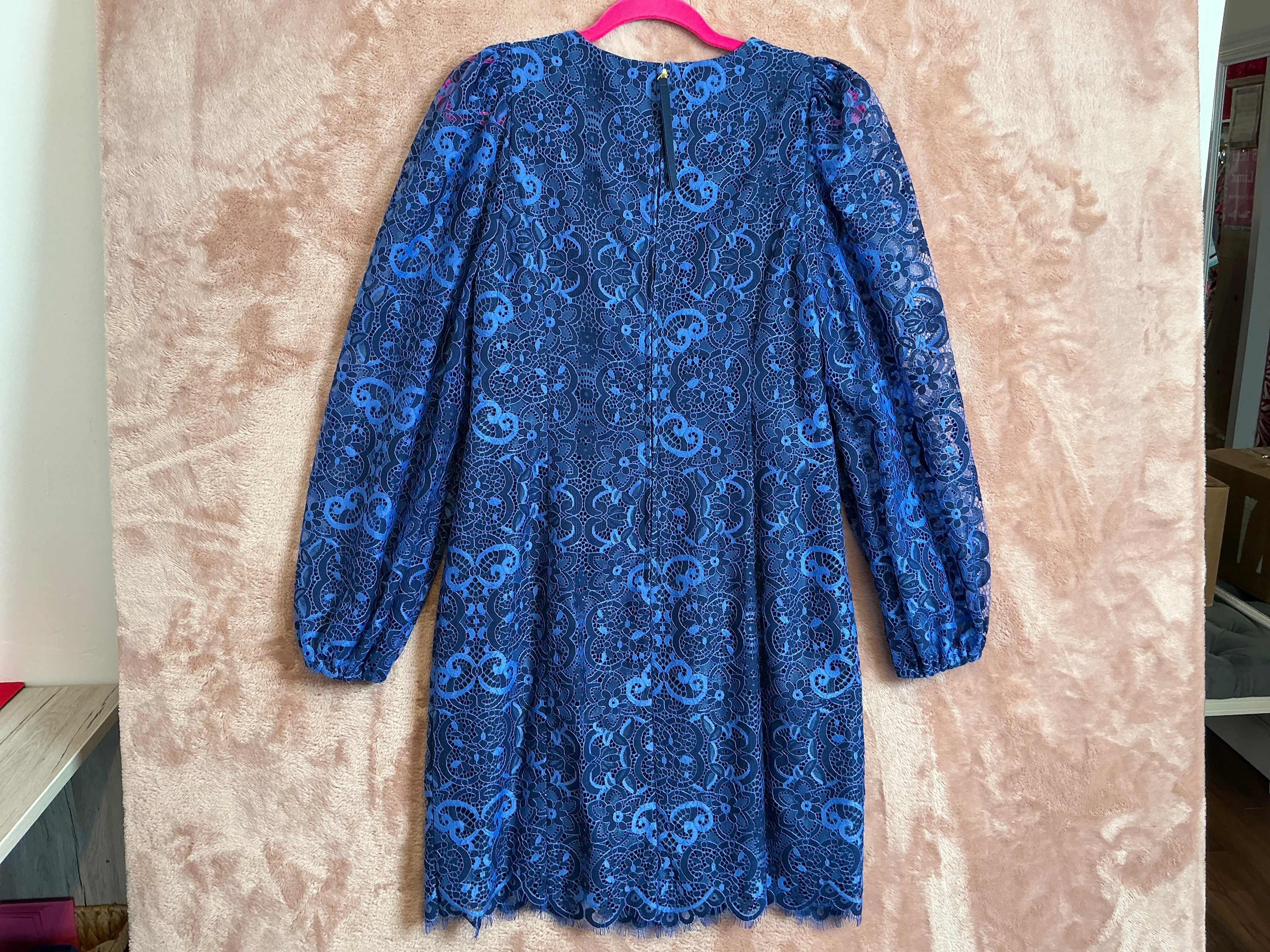 Lilly Pulitzer NWT - Georgi Long Sleeve Lac - Boca Blue Two Tone Carnival Lace - Size 6