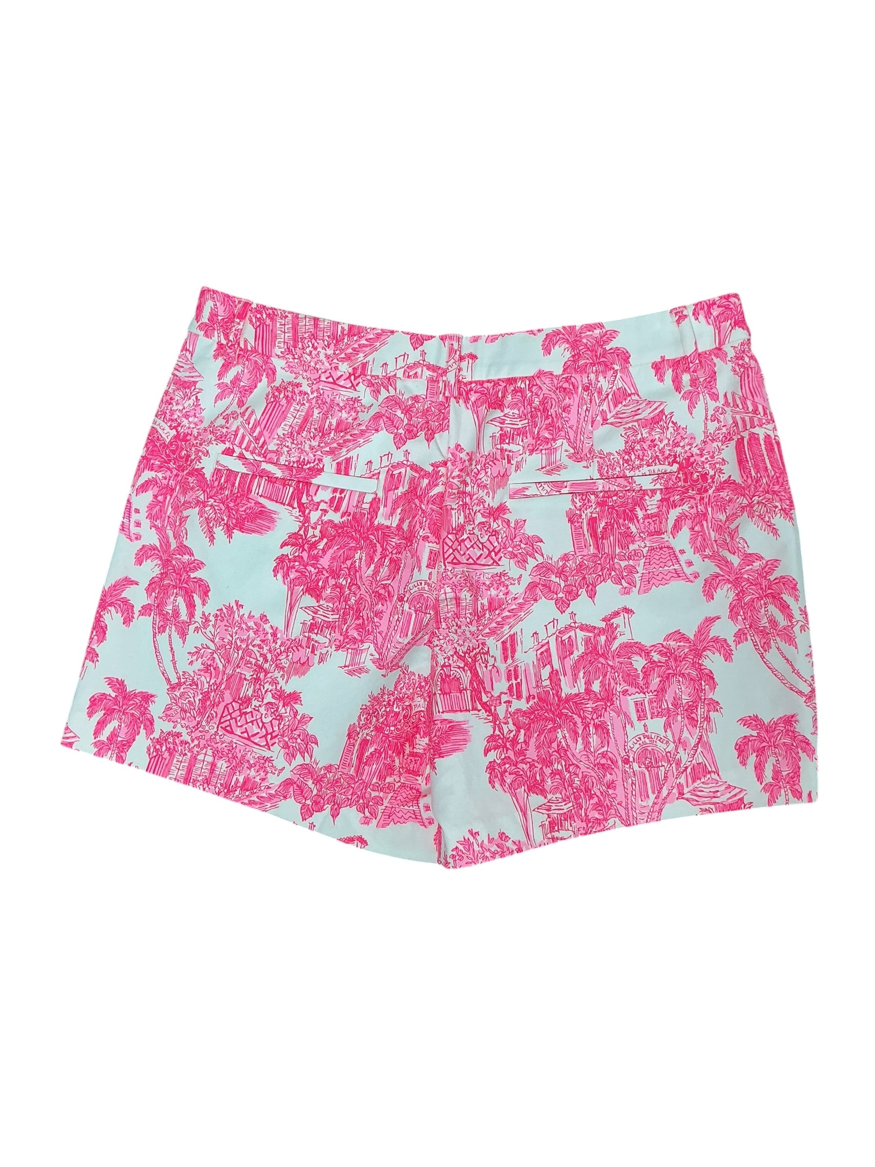 Lilly Pulitzer Gretchen High Rise 5" Shorts Resort White Palm Beach Anniversary Toile - Size 14